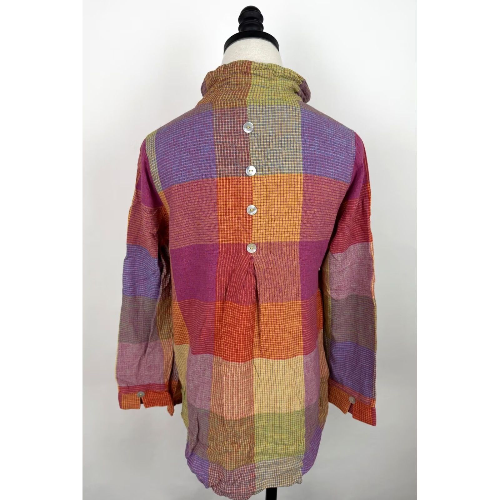 Soft Surroundings Soft Surroundings Shirt Womens XS Multicolor Plaid Top Boho High Neck Button Casual Sleeve XL? Size XS / US 0-2 / IT 36-38 - 7 Thumbnail