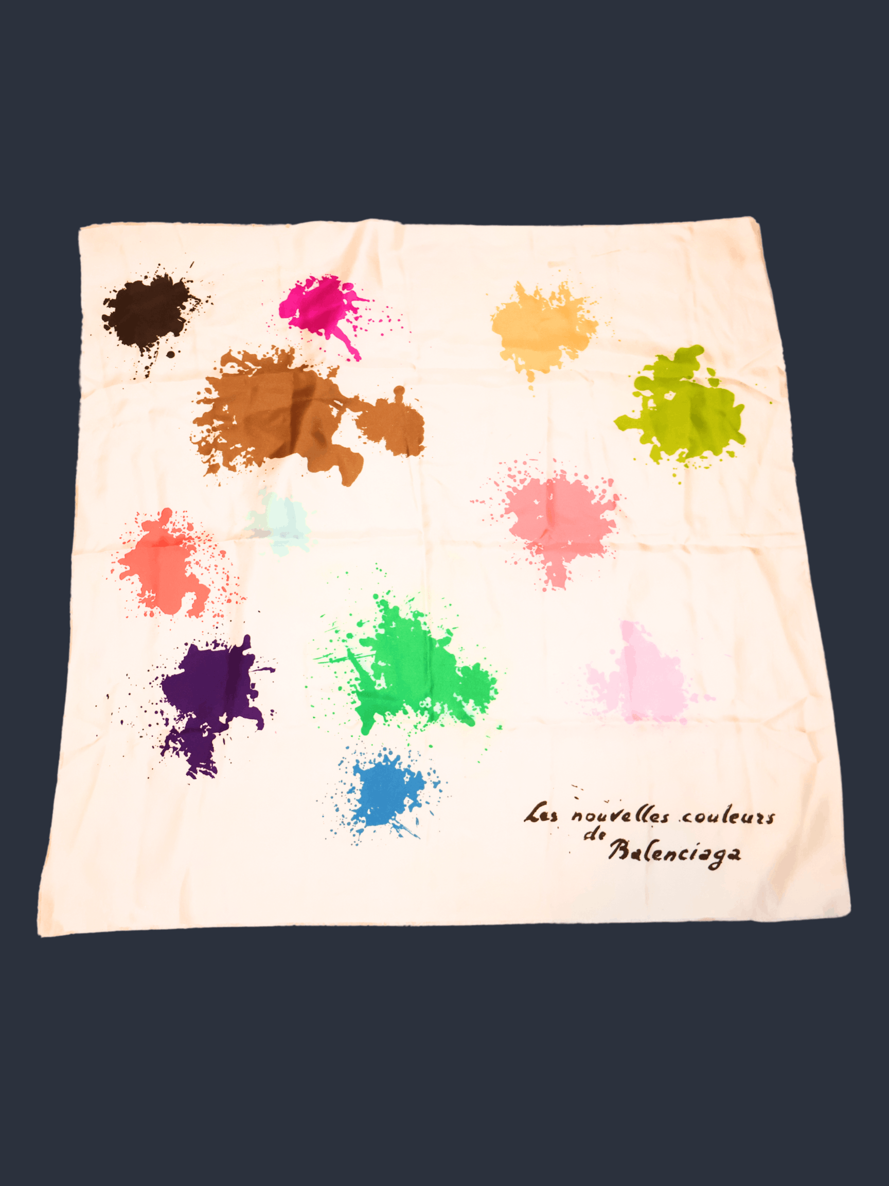 image of Vintage Balenciaga 100% Silk Paint Splatter Scarf, Men's