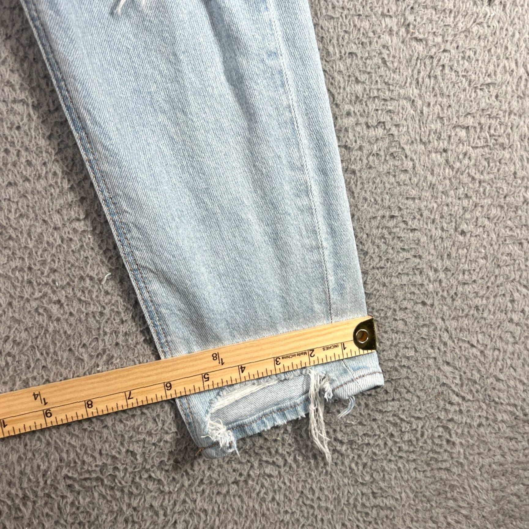 American Eagle Outfitters American Eagle Mom Jeans Size 0 Light Wash Distressed High Rise Blue Womens Size 25" / US 0 / IT 36 - 4 Thumbnail