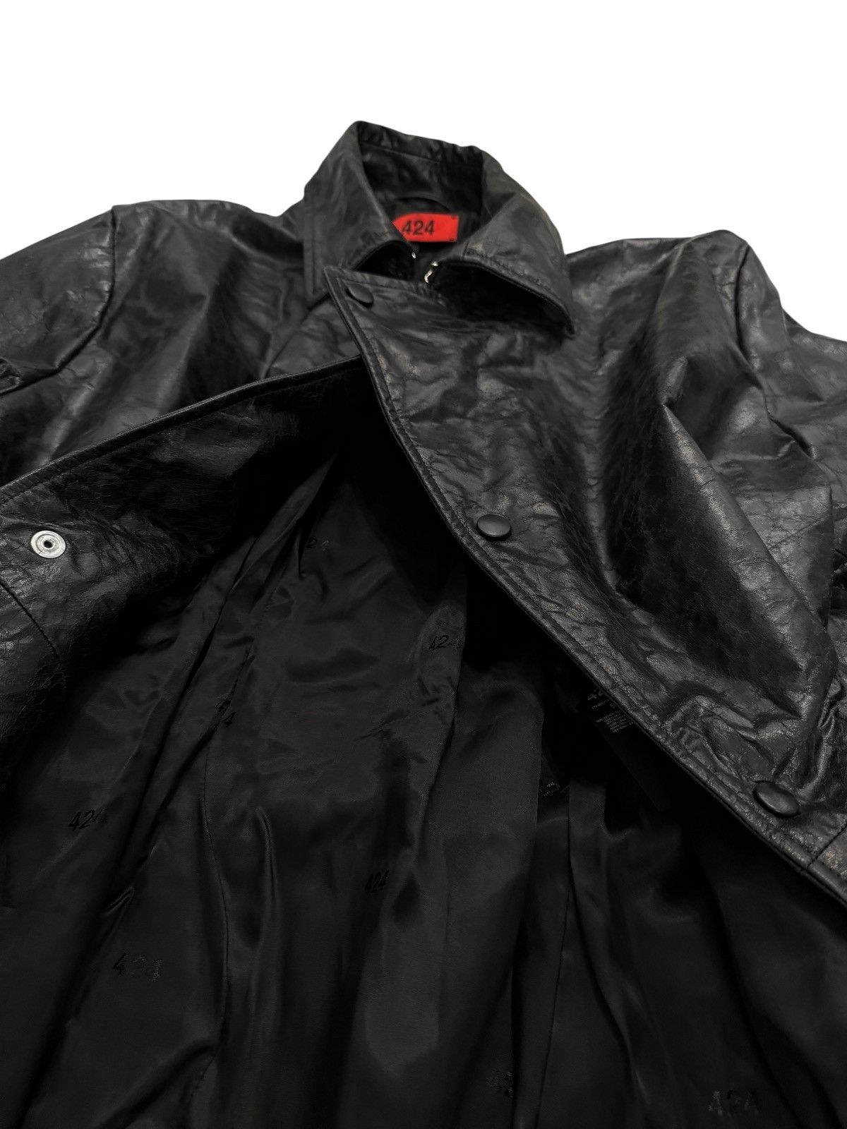 424 RARE 2024 Distressed Paper Effect Leather Trench Coat Size US M / EU 48-50 / 2 - 11 Thumbnail