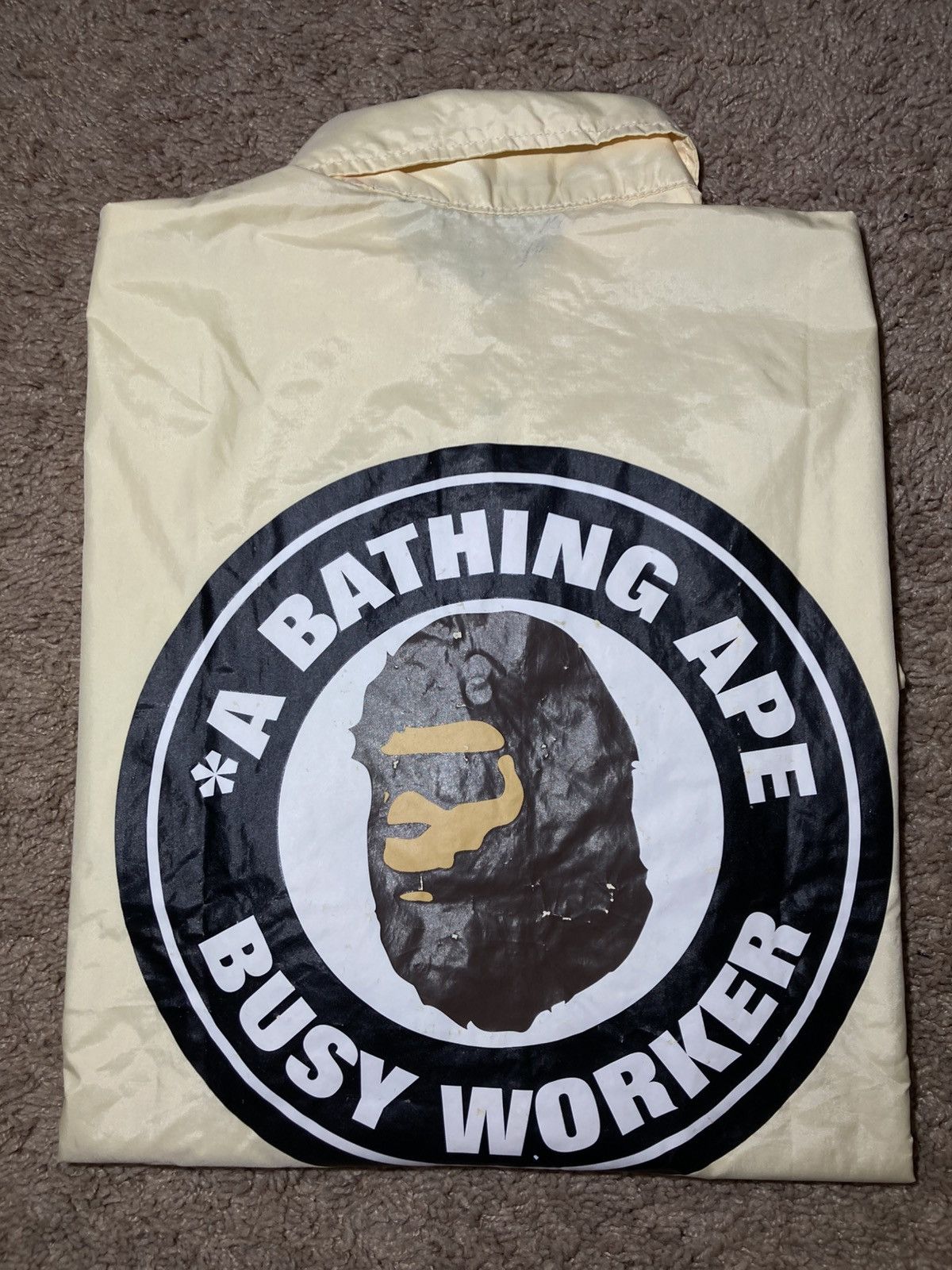 2002 Bape Coaches Jacket Rain Yellow Ape Busy Worker