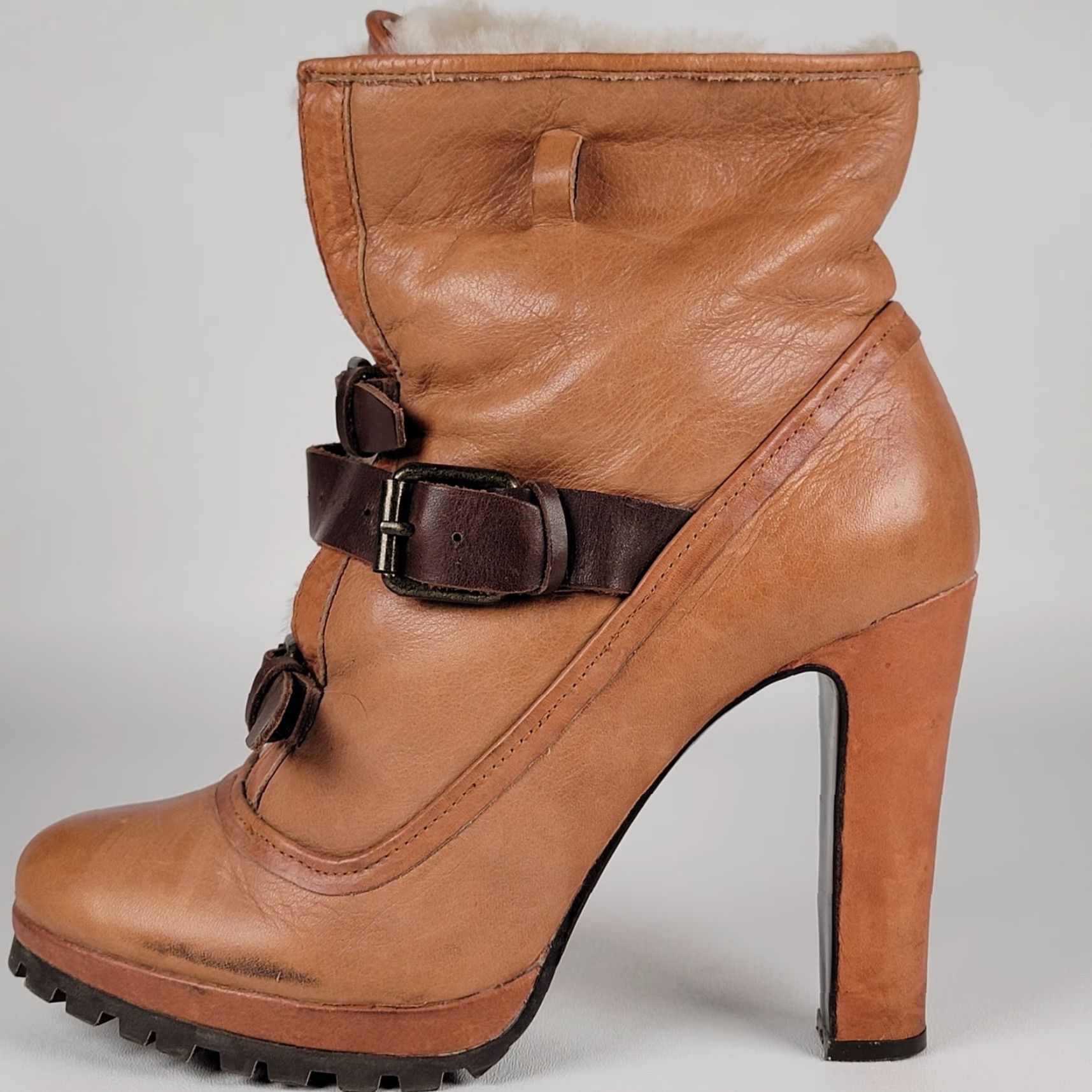 Dolce Vita VINTAGE Dolce Vita Leather Boots Buckle Y2K Sherpa Lined Women Size 9 Brown Bootie Size US 9 / IT 39 - 7 Thumbnail