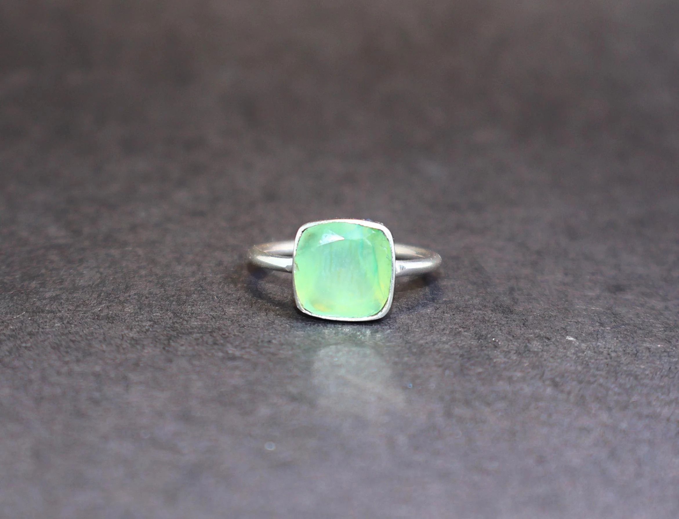 Handmade Aqua Chalcedony Ring, Sterling Silver Ring, Handmade Ring, Size ONE SIZE - 1 Thumbnail