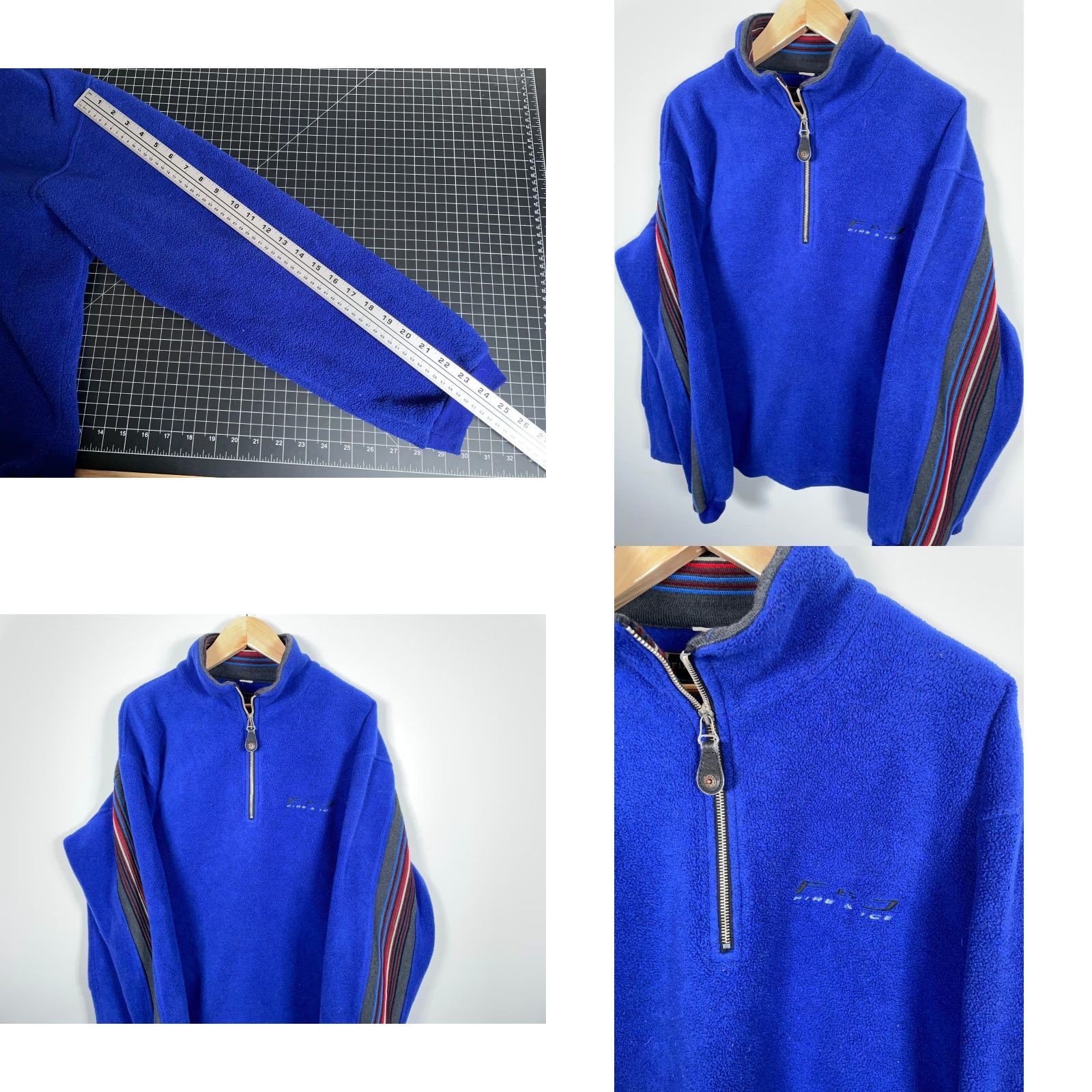 Vintage VINTAGE Fire + Ice Jacket XL Blue 1/4 Zip Fleece Pullover Striped Sleeves Italy Made Men Size XL Short Length Size US XL / EU 56 / 4 - 8 Thumbnail