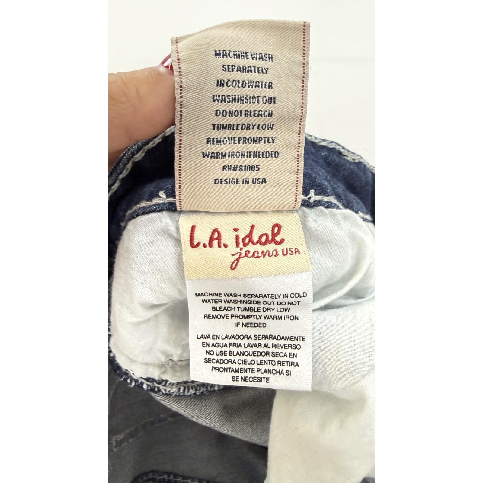 Denime LA Idol Jeans Juniors 15 Blue Capri Embroidered Crown Rhinestone Stretch Denim Size 36" / US 14 / IT 50 - 5 Thumbnail