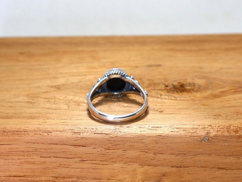 Handmade Black Onyx 925 Sterling Silver Ring: Handmade Boho Jewelry Size ONE SIZE - 7 Thumbnail