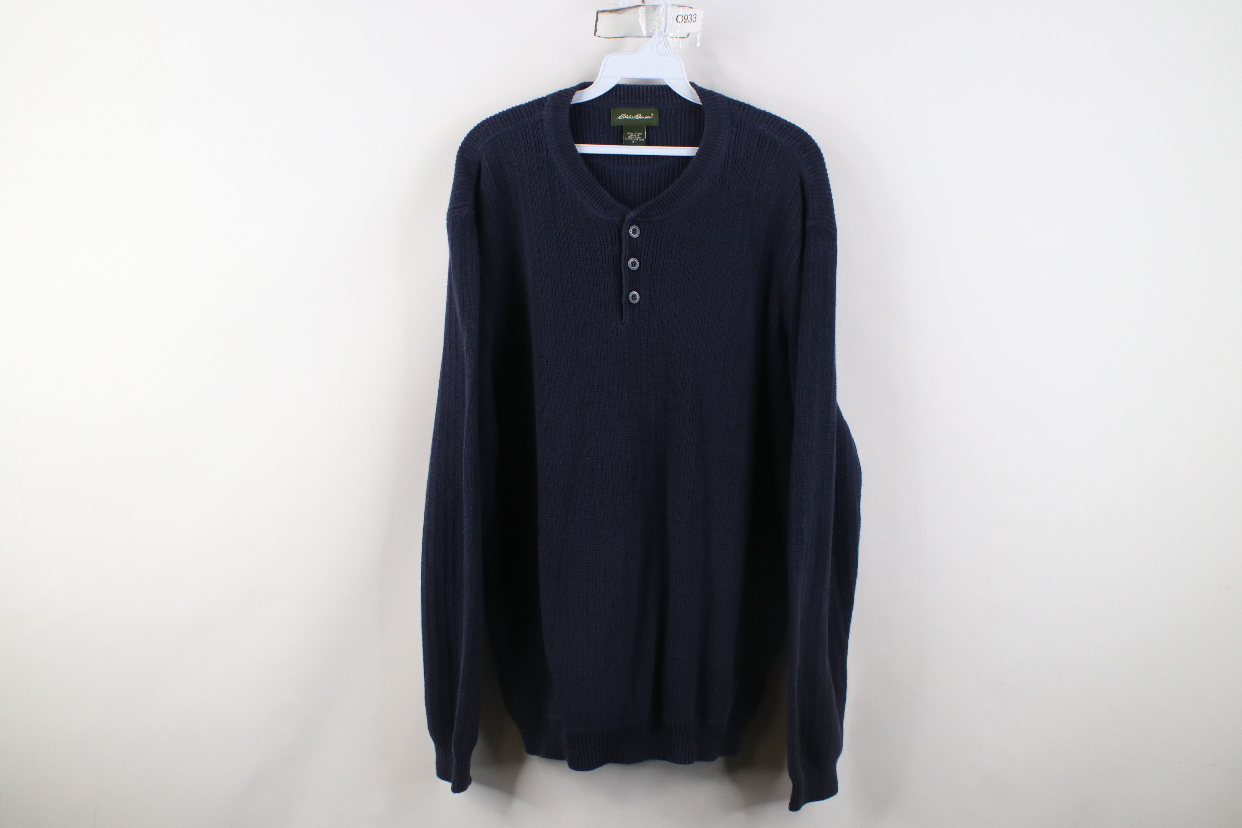 Eddie Bauer Vintage 90s Y2K Eddie Bauer Ribbed Knit Henley Sweater Blue Size US XL / EU 56 / 4 - 1 Thumbnail