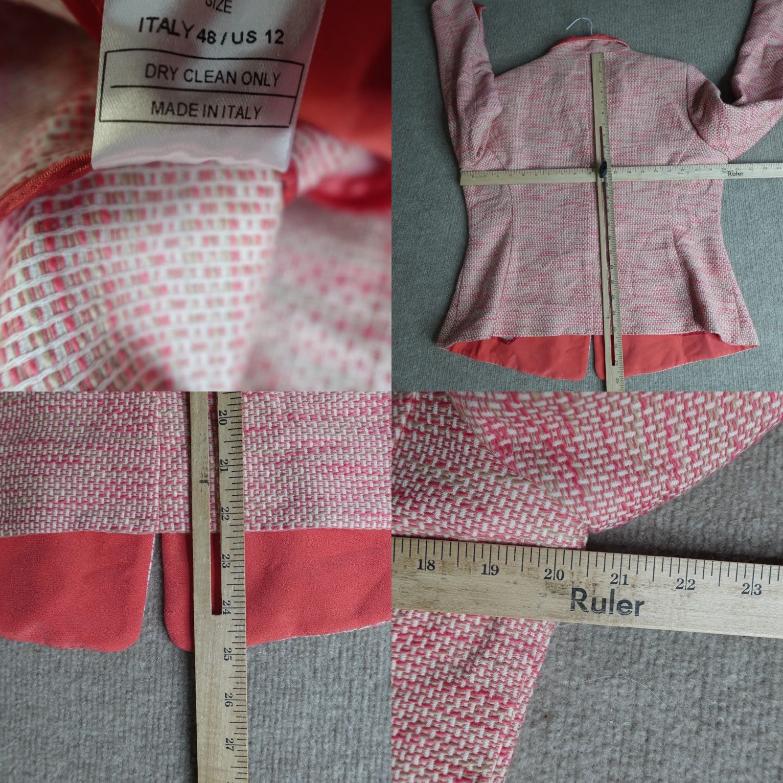 Vintage Santorelli Blazer XL Red Tweed Italy N E W / Read Size XL / US 12-14 / IT 48-50 - 8 Thumbnail