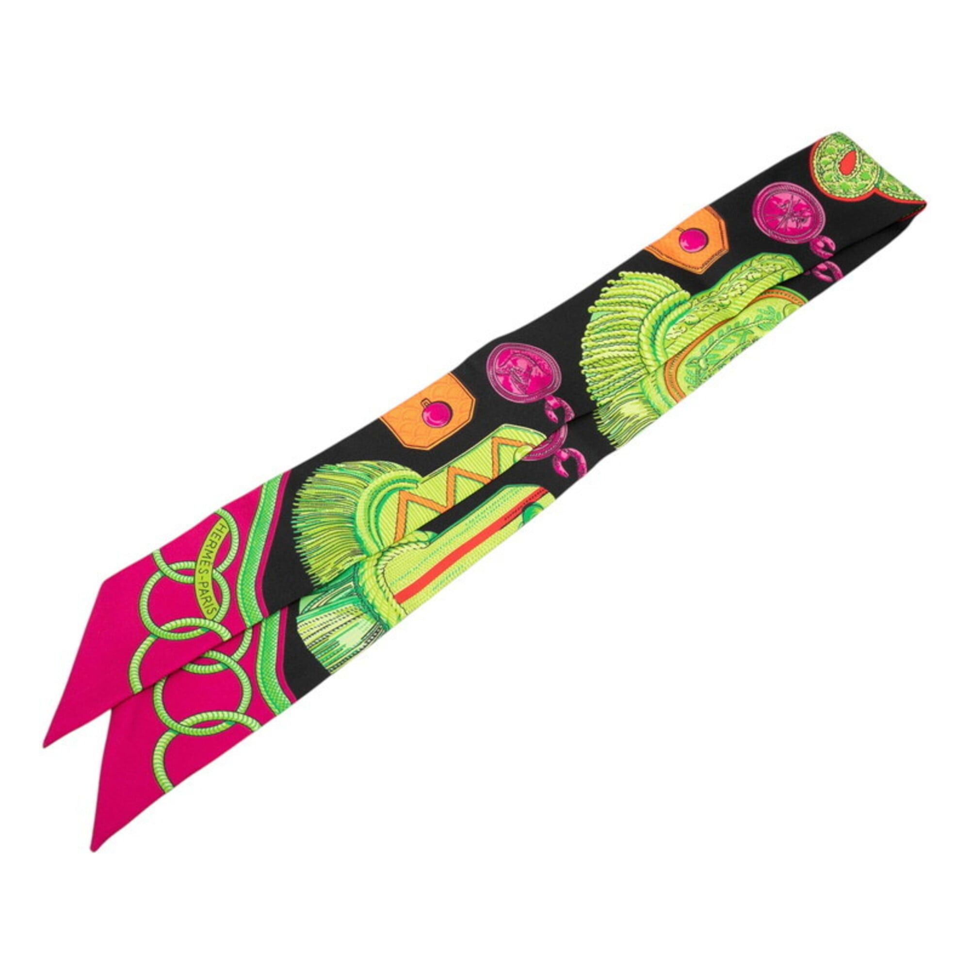 Hermes Hermes Twilly Epaulettes Shoulder Strap Scarf Muffler Black Multicolor Silk Women's HERMES Size ONE SIZE - 1 Thumbnail