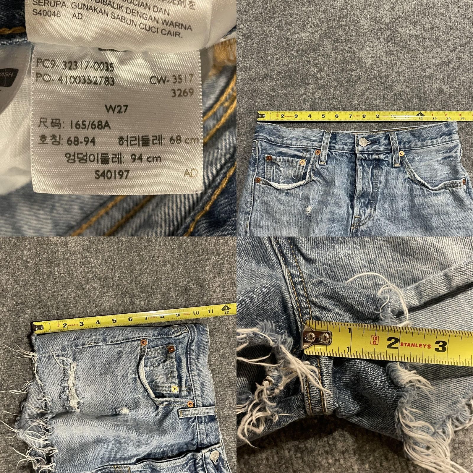 Levi's Levi's 501 Cutoff Denim Shorts Womens W27 Blue Distressed Button Fly Frayed Hem Size 27" / US 4 / IT 40 - 8 Thumbnail