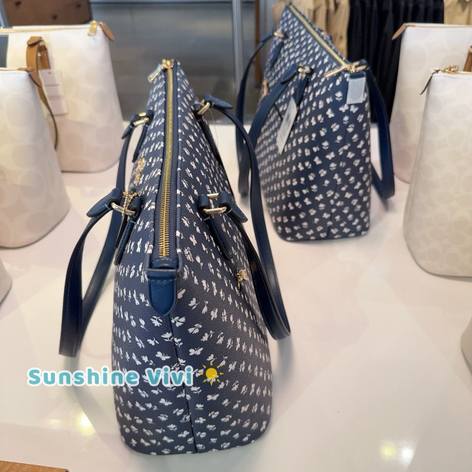 Coach NWT Coach Gallery Tote Bag Floral CBM20 Gold/Deep Blue Size ONE SIZE - 5 Thumbnail