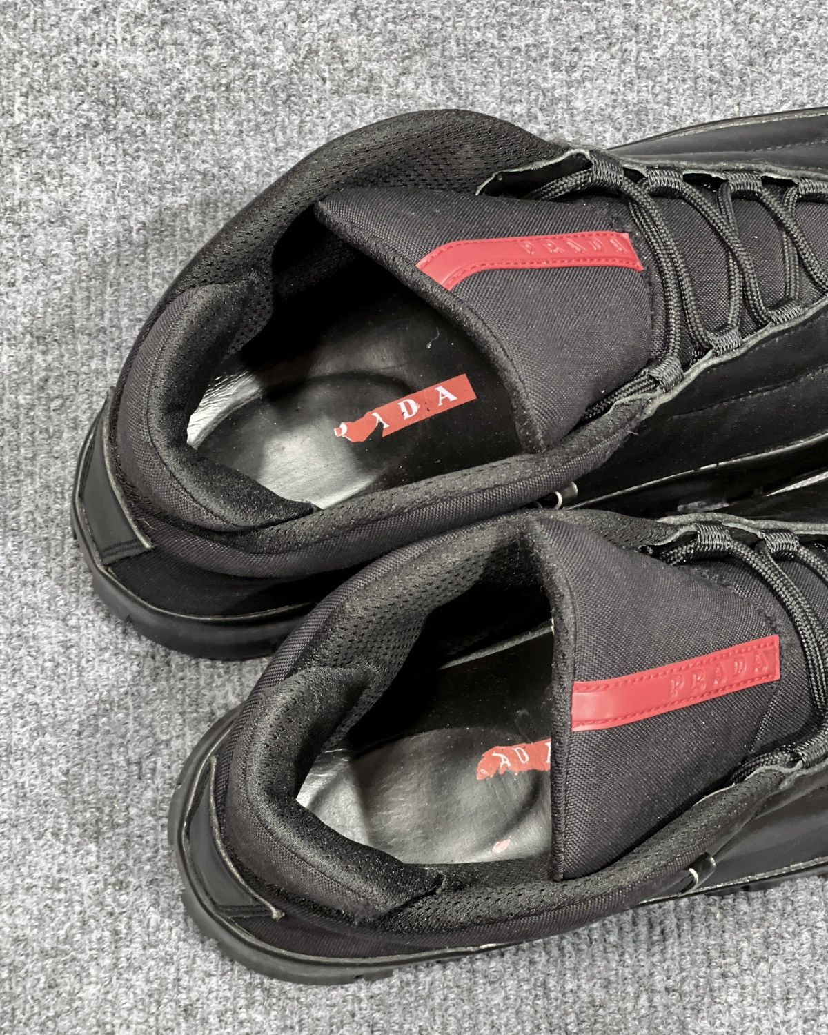 Prada PRADA 2000's Black 3T Leather & Nylon Hi Top Sneaker Size US 6 / EU 39 - 7 Thumbnail