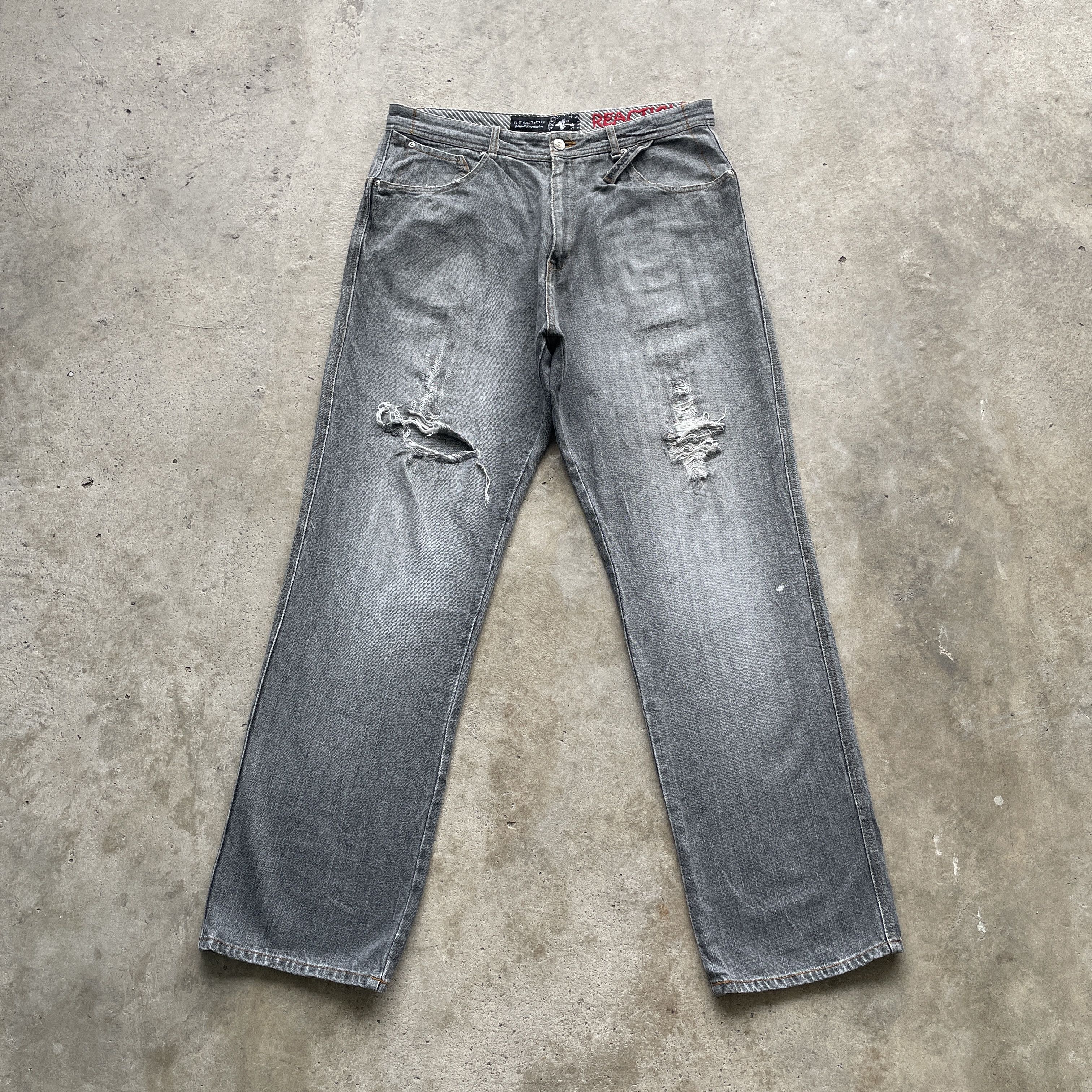 Japanese Brand W35 VINTAGE JAPAN REACTION FADED GREY BAGGY JEANS PANTS Size US 35 - 3 Thumbnail