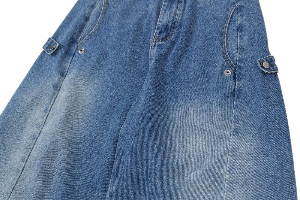 Japanese Brand × Jean Men's high street washed distressed wide-leg scimitar jeans Size US 32 / EU 48 - 5 Thumbnail