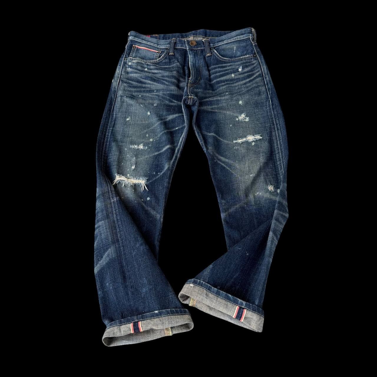 Edwin VINTAGE EDWIN 505ZX BUCKLE BACK REDLINE DISTRESSED HONEYCOMB Size US 30 / EU 46 - 10 Thumbnail