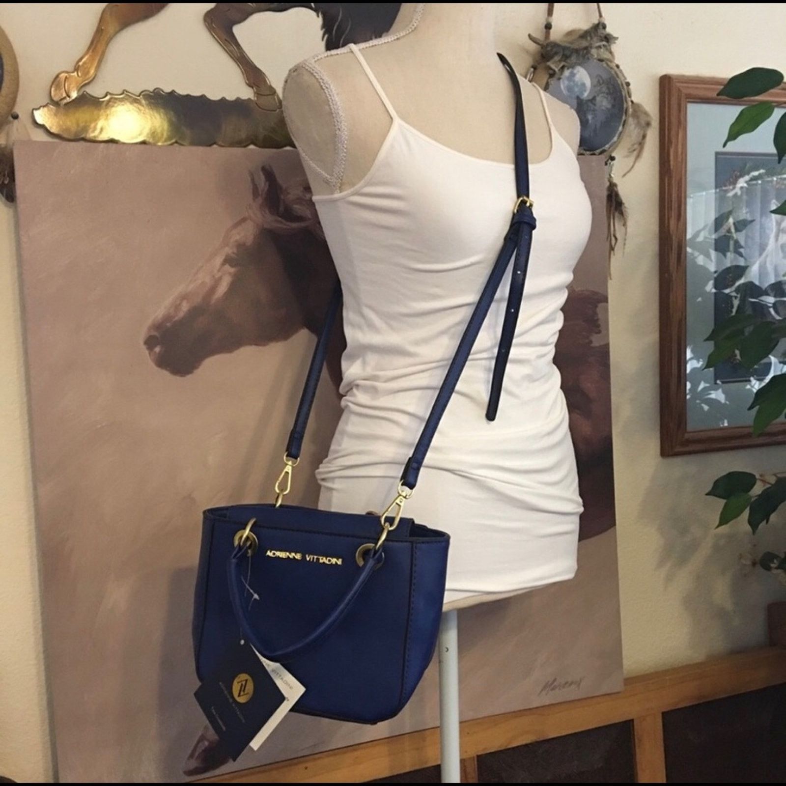 Adrienne Vittadini Midnight Crossbody Tote Bag NWT in Blue, Women's