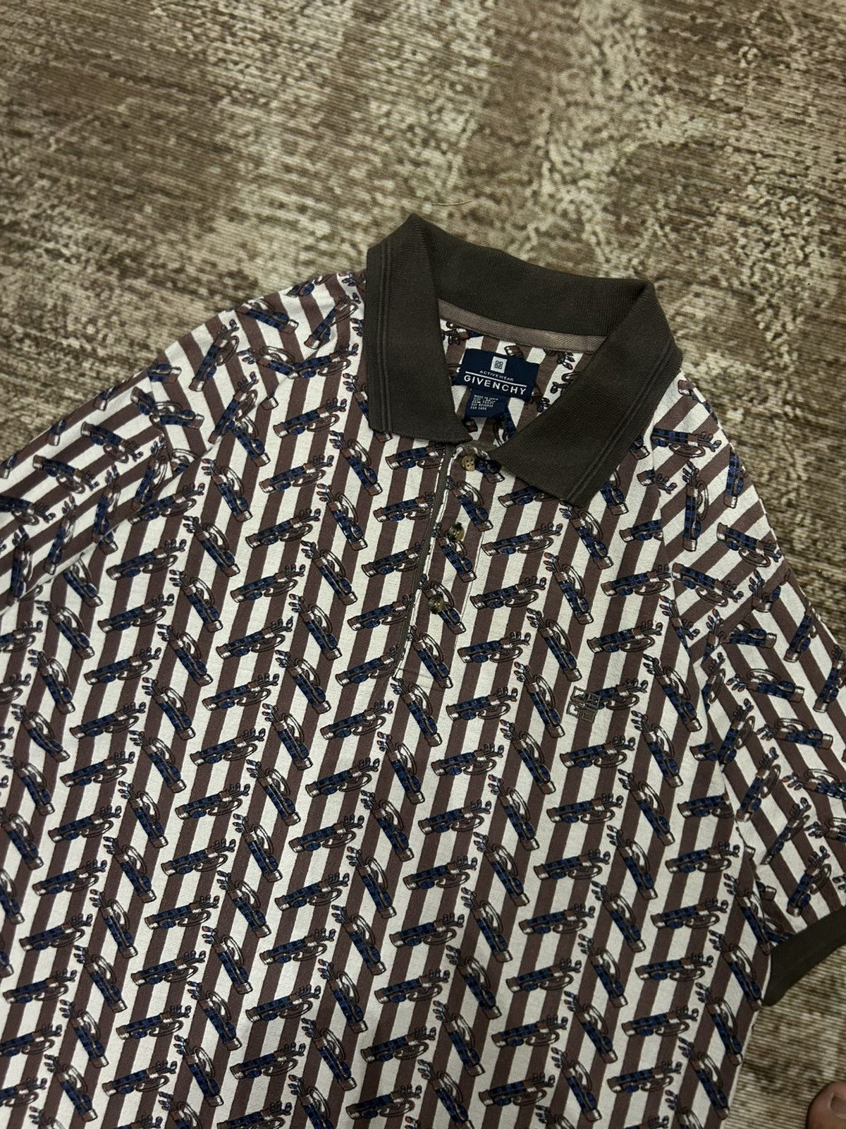 Givenchy Vintage Givenchy Activewear All-Over Golf Print Polo Shirt Size US M / EU 48-50 / 2 - 3 Thumbnail