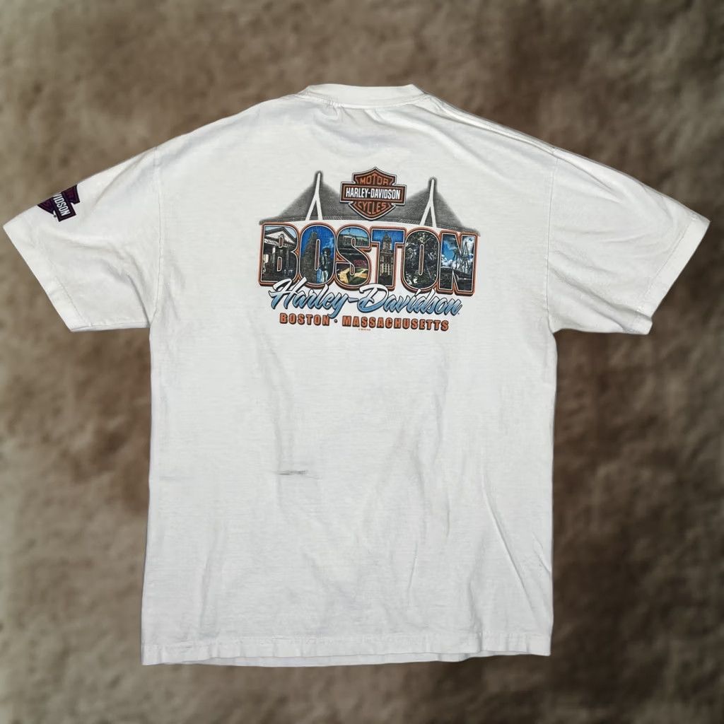 Harley Davidson Harley-Davidson T-Shirt Short Sleeve White Double-Sided Logo Crew Neck L Adult Men USA 2000s Vintage-None Size US L / EU 52-54 / 3 - 1 Thumbnail