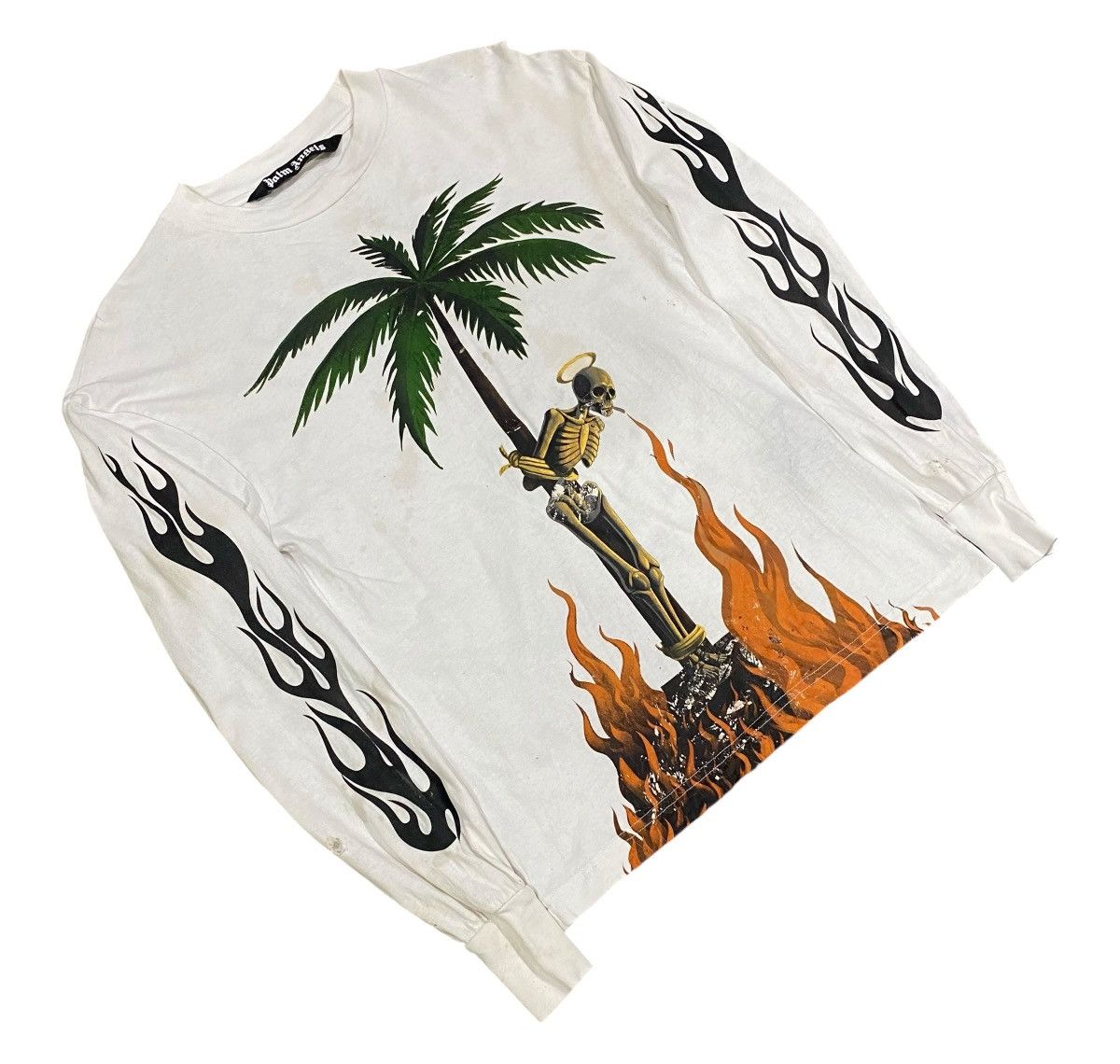 Vintage Palm Angels Dstressed L/S Shirt Sz Xs in White, Men's — image 3 of 6