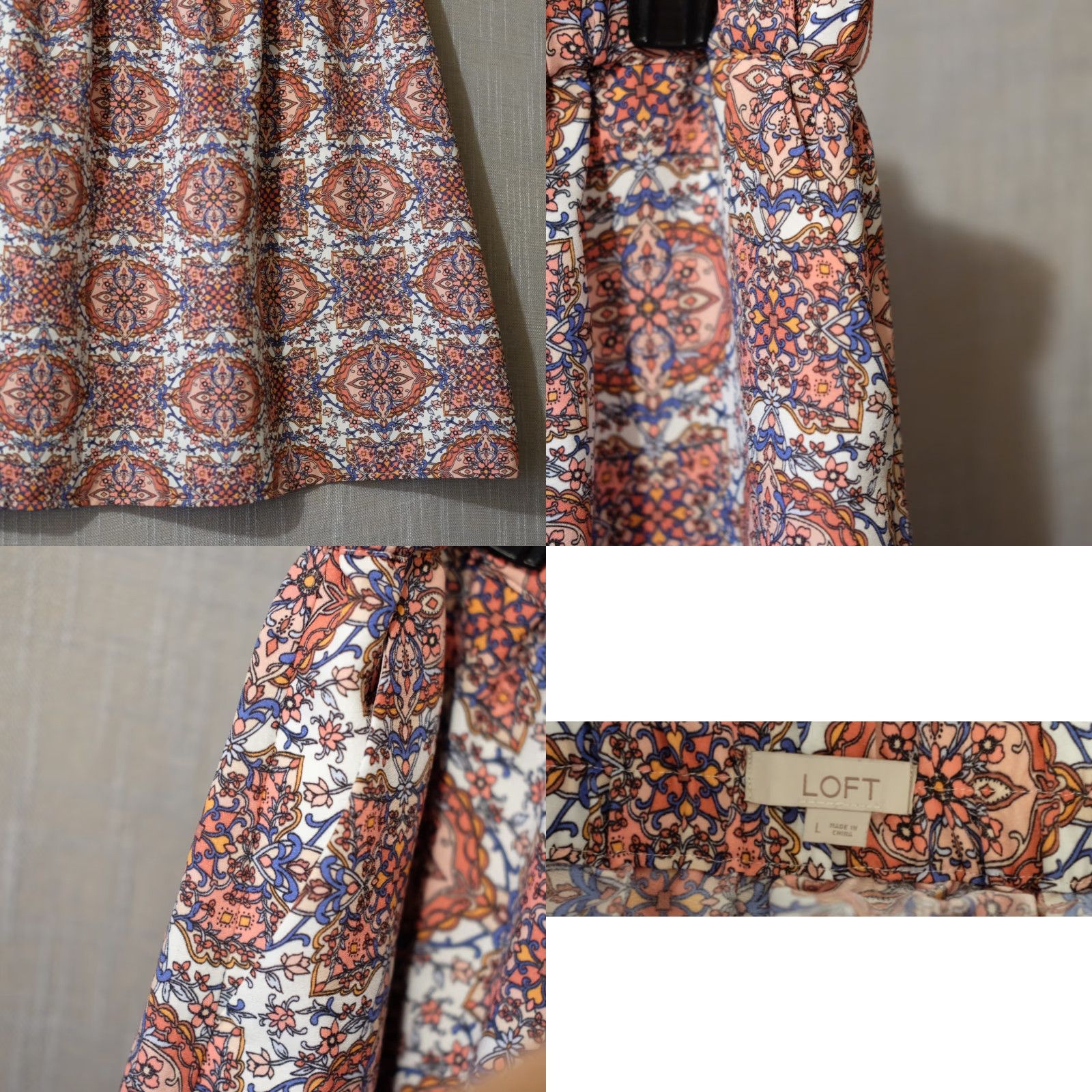 Loft LOFT Floral A-Line Skirt Lightweight 100% Polyester Women L Multicolor Pockets Elastic Waist Short Unlined 0ur Casual Travel 90s? Size 36" / US 14 / IT 50 - 8 Thumbnail