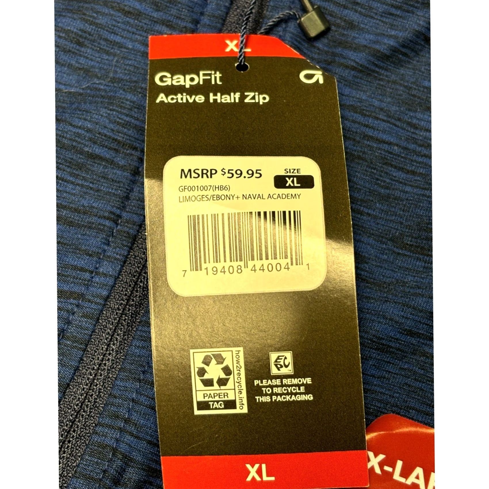 Vintage GapFit Men Active Half Zip Pullover Heather Blue XL Polyester Spandex Knit Mock Neck Geometric Athletic Breathable Stretch Gym & Training, Golf Size US XL / EU 56 / 4 - 3 Thumbnail