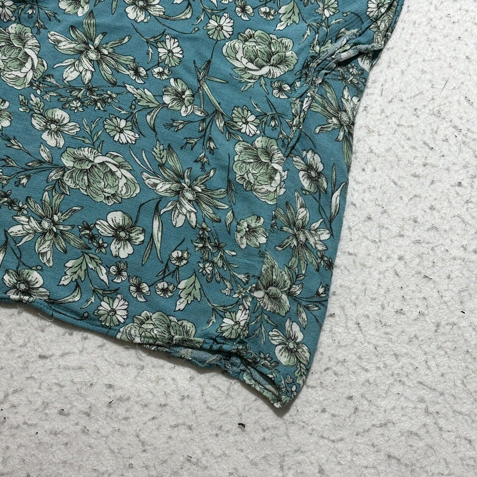 Rachel Zoe Rachel Zoe Medium Floral Teal Blue Ruffle Peasant Blouse Top Size M / US 6-8 / IT 42-44 - 2 Thumbnail