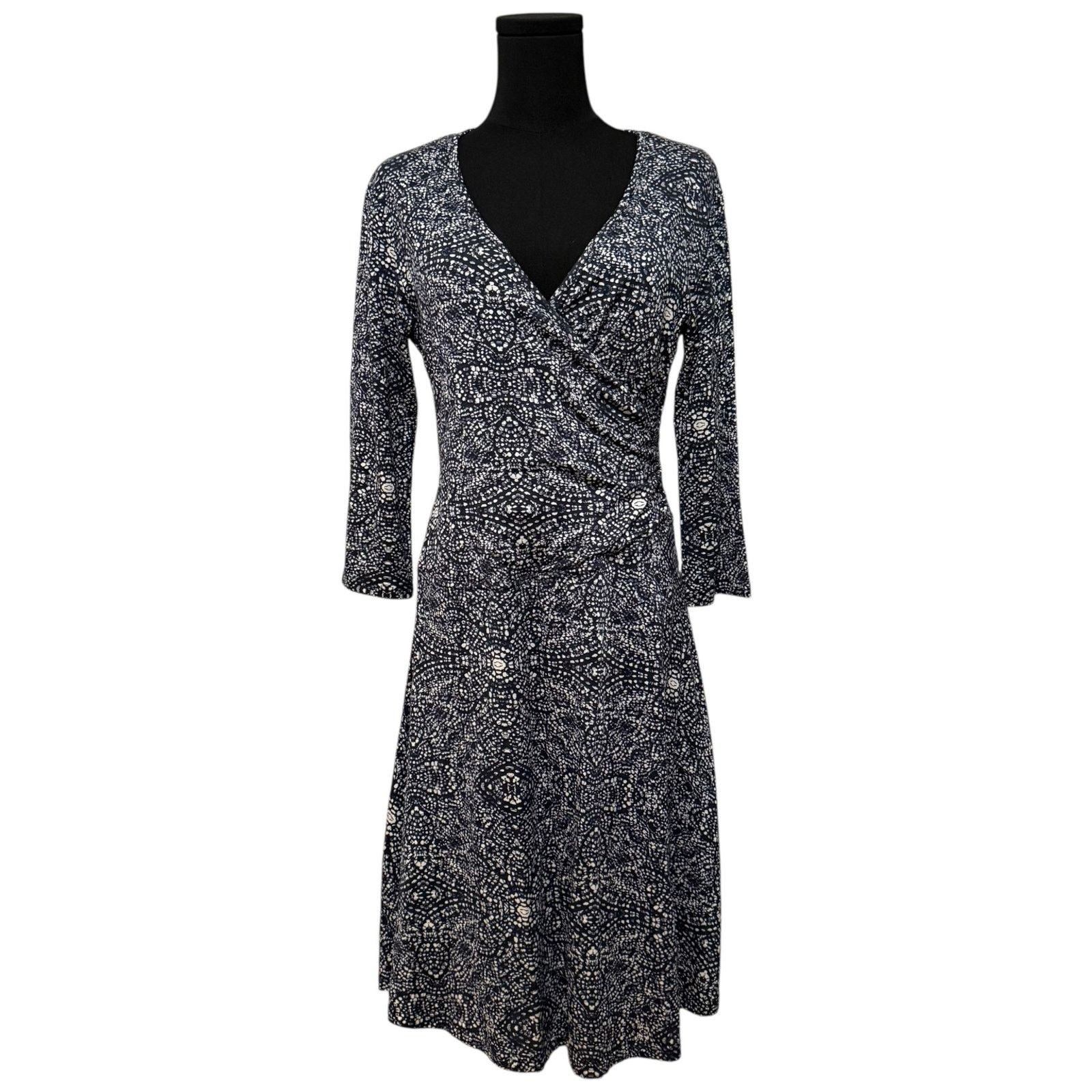 NEW Garnet Hill Brianna Surplice Knit Dress Faux Wrap Medium