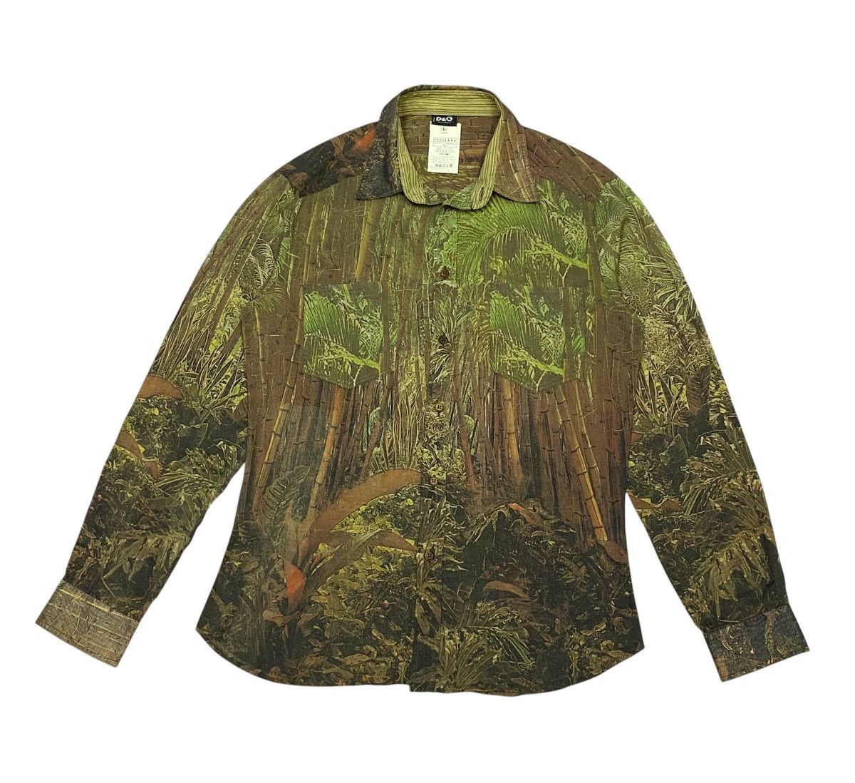 Vintage 90s D&G Safari Print Paper Thin Button Ups Shirt