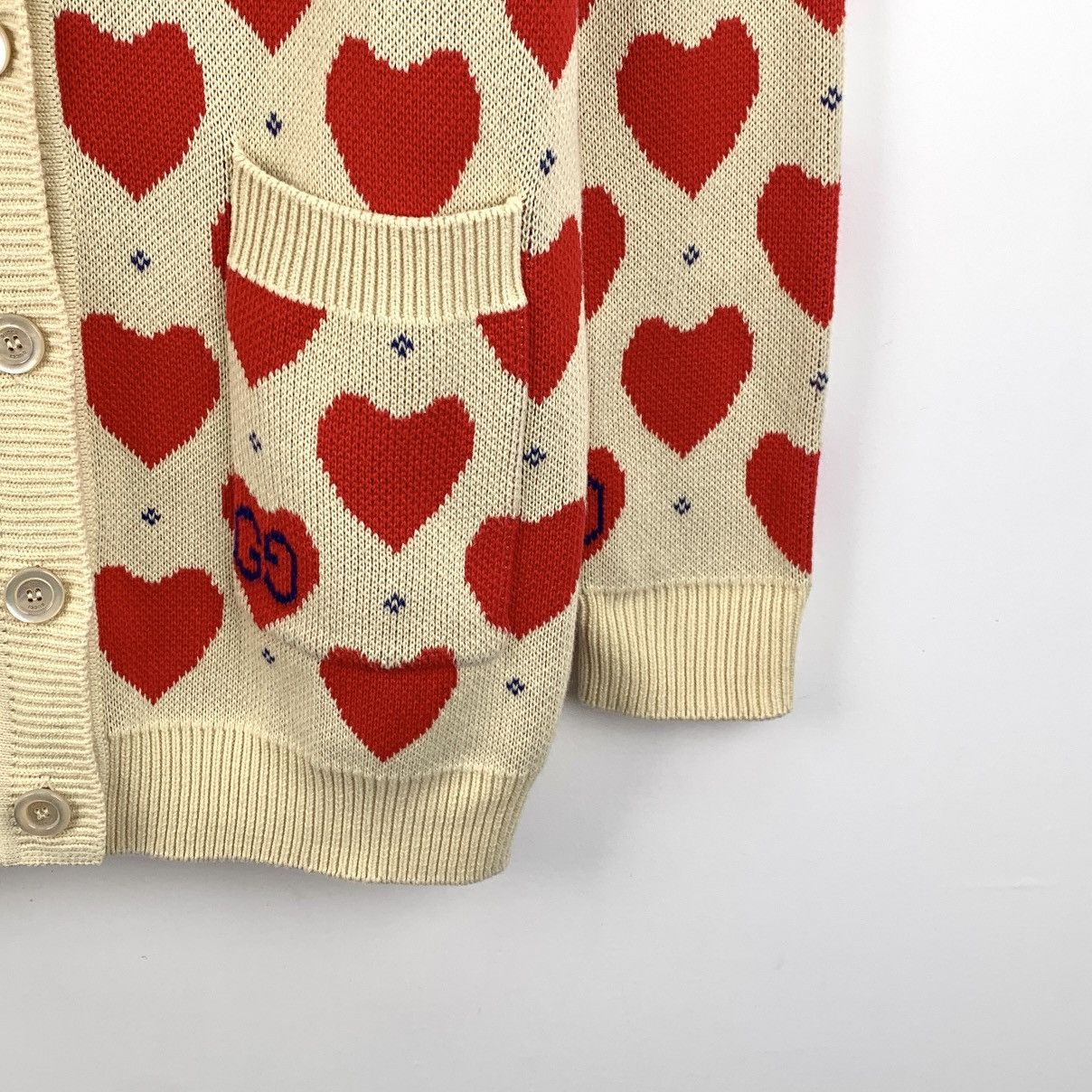 Gucci Gucci Colorblocked Heart Full Print Cotton V-Neck Cardigan Size XS / US 0-2 / IT 36-38 - 4 Thumbnail