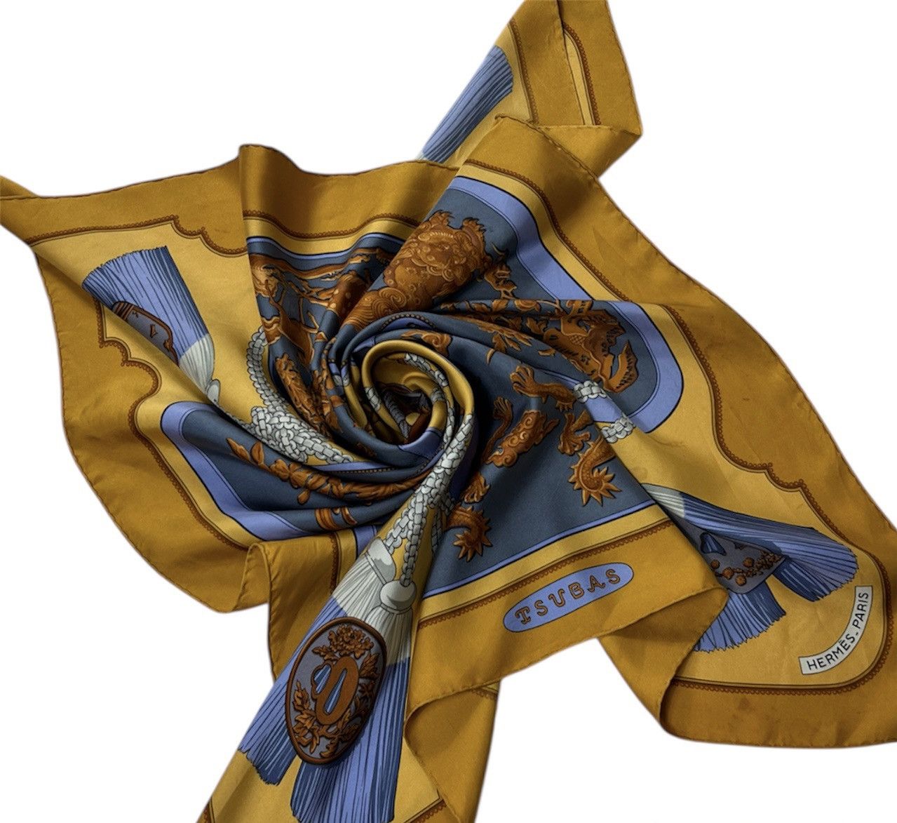 Hermes Vintage Hermes Paris Tsubas silk handkerchief scarf chain Size ONE SIZE - 2 Thumbnail