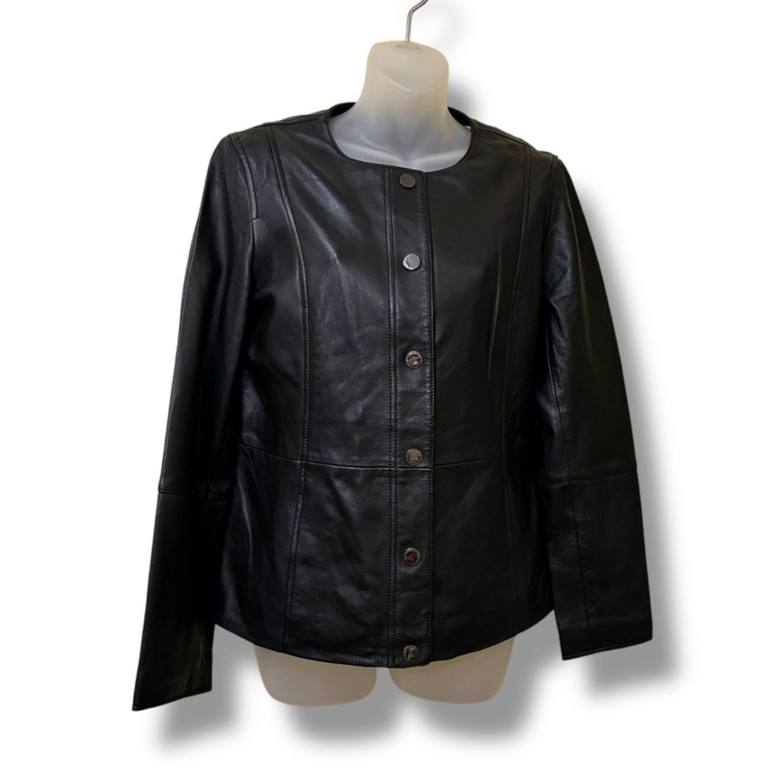 Isaac Mizrahi Isaac Mizrahi Live! snap closure 100% leather jacket size 4 Size S / US 4 / IT 40 - 3 Thumbnail