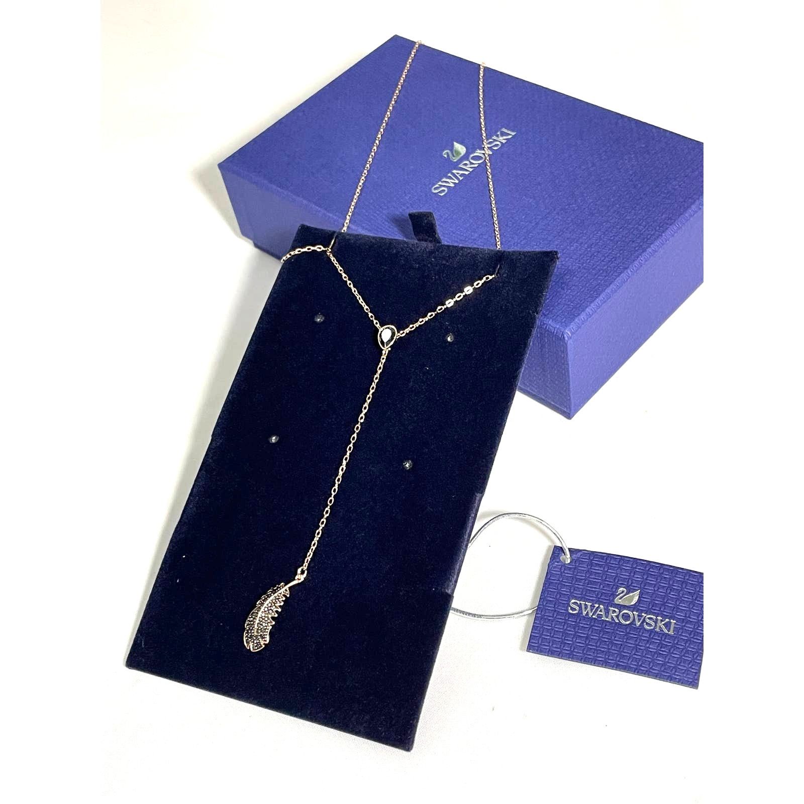 Swarovski Swarovski Feather Y shape necklace in Rose Gold Plated Size ONE SIZE - 1 Thumbnail