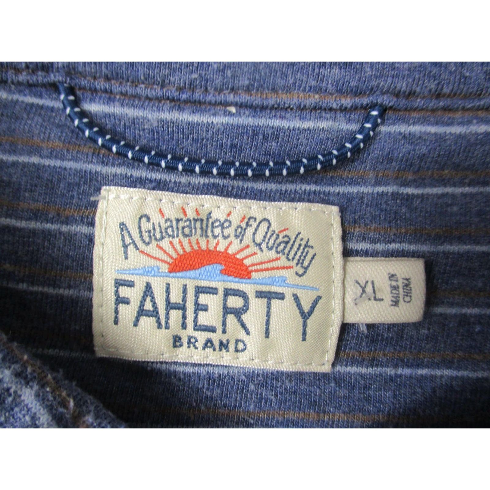 Faherty Faherty Shirt Mens XL Blue Stripe Long Sleeve Polo Pima Modal Blend Polo Shirt Blue Stripe XL Mens Size US XL / EU 56 / 4 - 3 Thumbnail