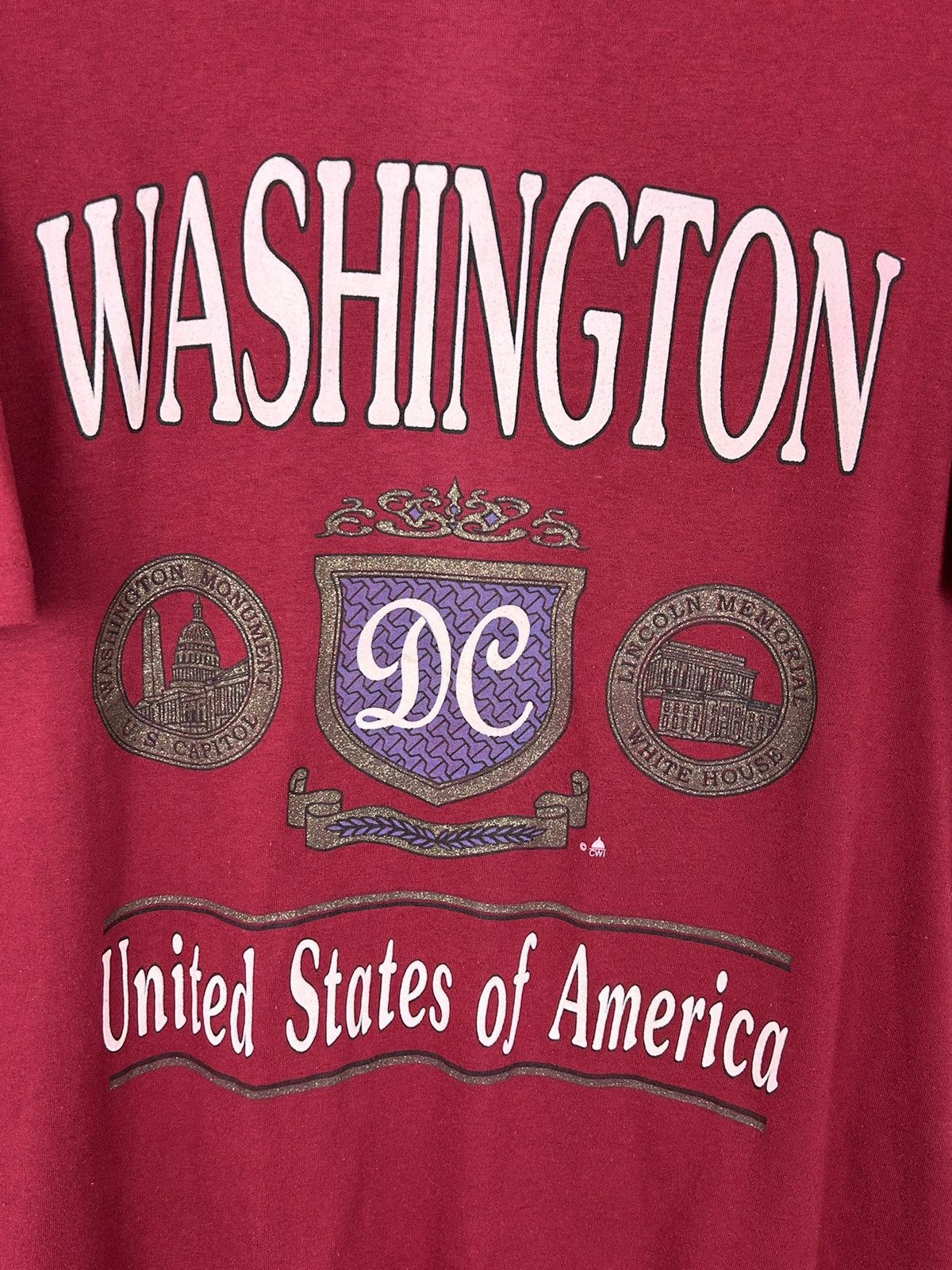 Vintage 90s Vintage Washington DC USA Single Stitch S/S T-Shirt Red Size US XL / EU 56 / 4 - 2 Thumbnail