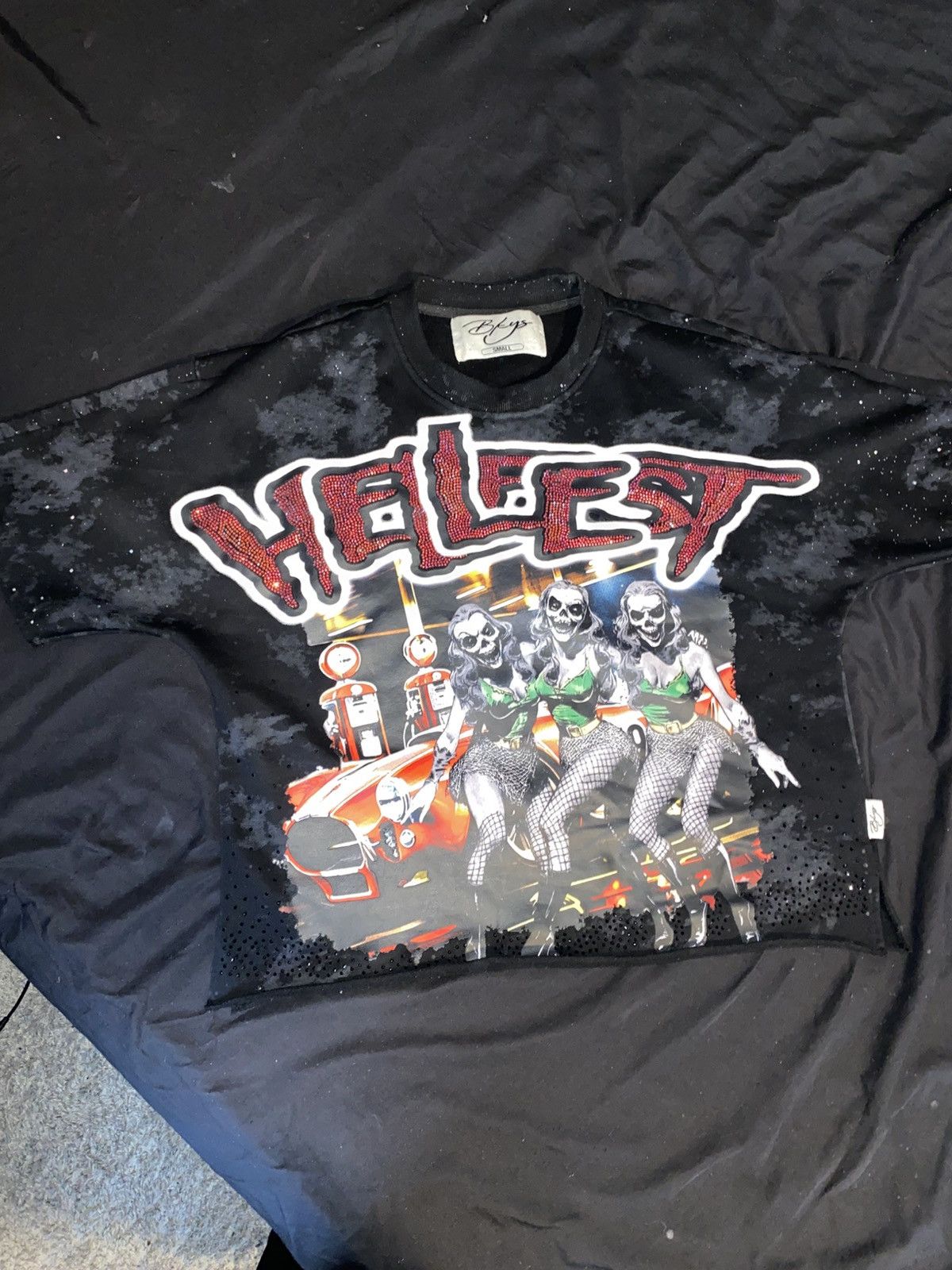 Other Bkys Rhinestone Graphic T-Shirt Black Crew Neck Small Size US S / EU 44-46 / 1 - 1 Thumbnail
