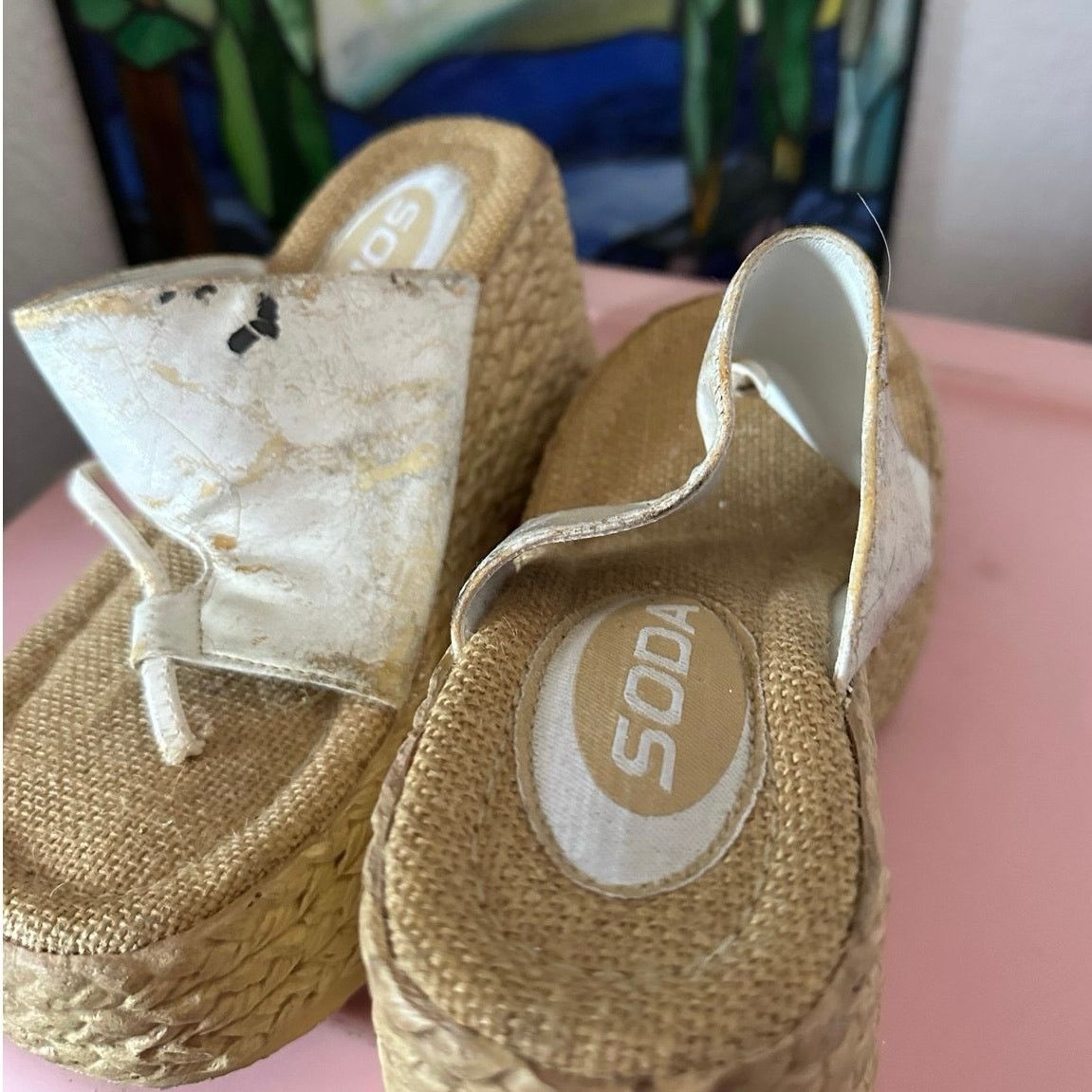 Other soda vintage platform woven white sandals Size US 7 / IT 37 - 5 Thumbnail