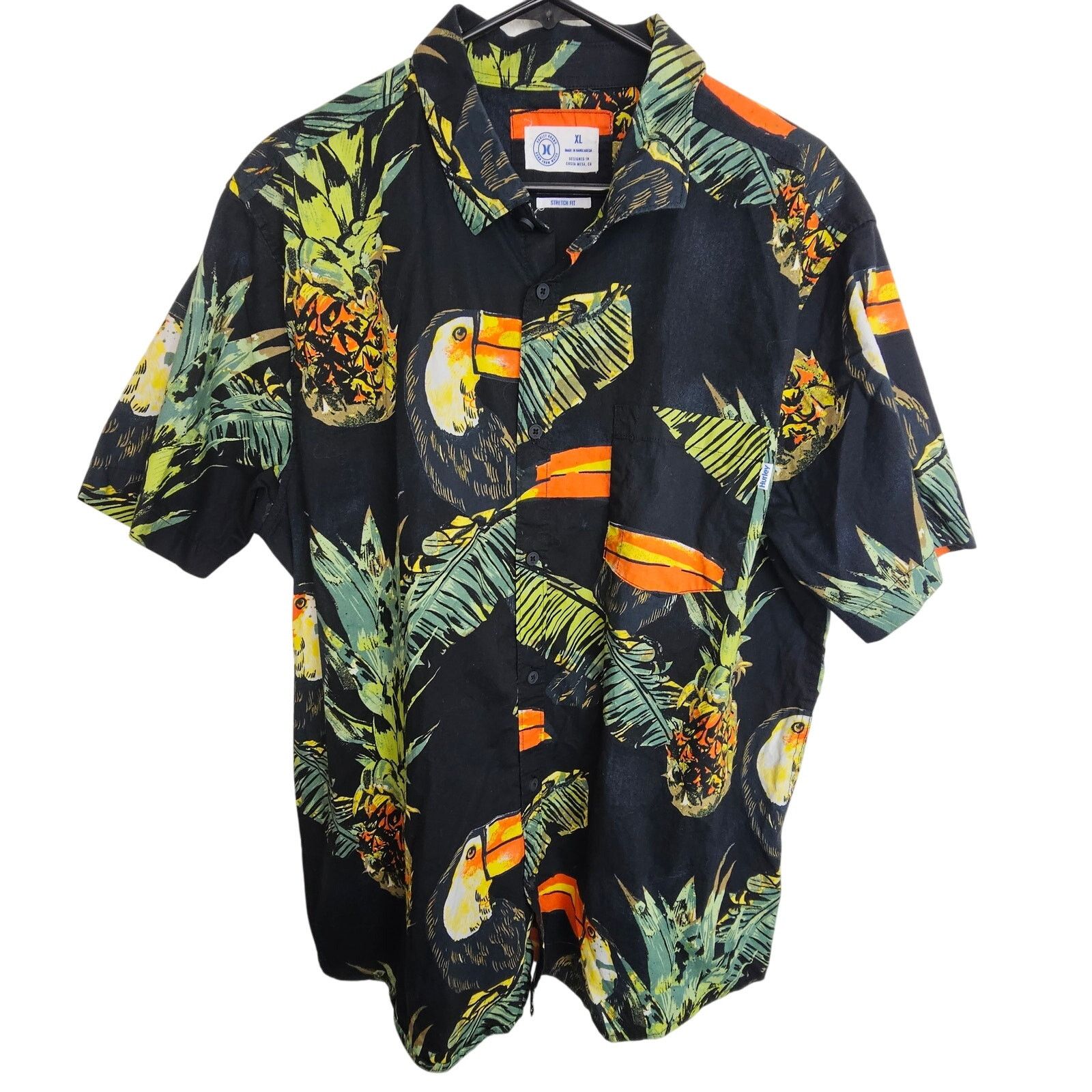 Hurley Hurley Mens Tropical Hawaiian Shirt Toucan Pineapple Print Size US XL / EU 56 / 4 - 1 Thumbnail