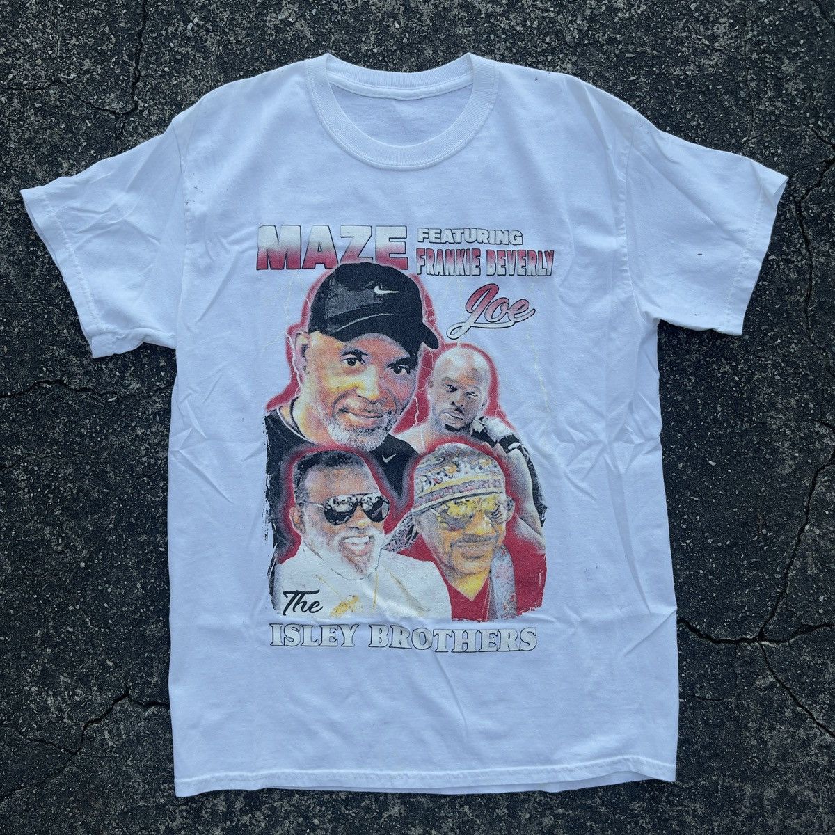 image of Rap Tees x Vintage Frankie Beverly & Maze Joe Isley Brothers Shirt in White, Men's (Size Medium)