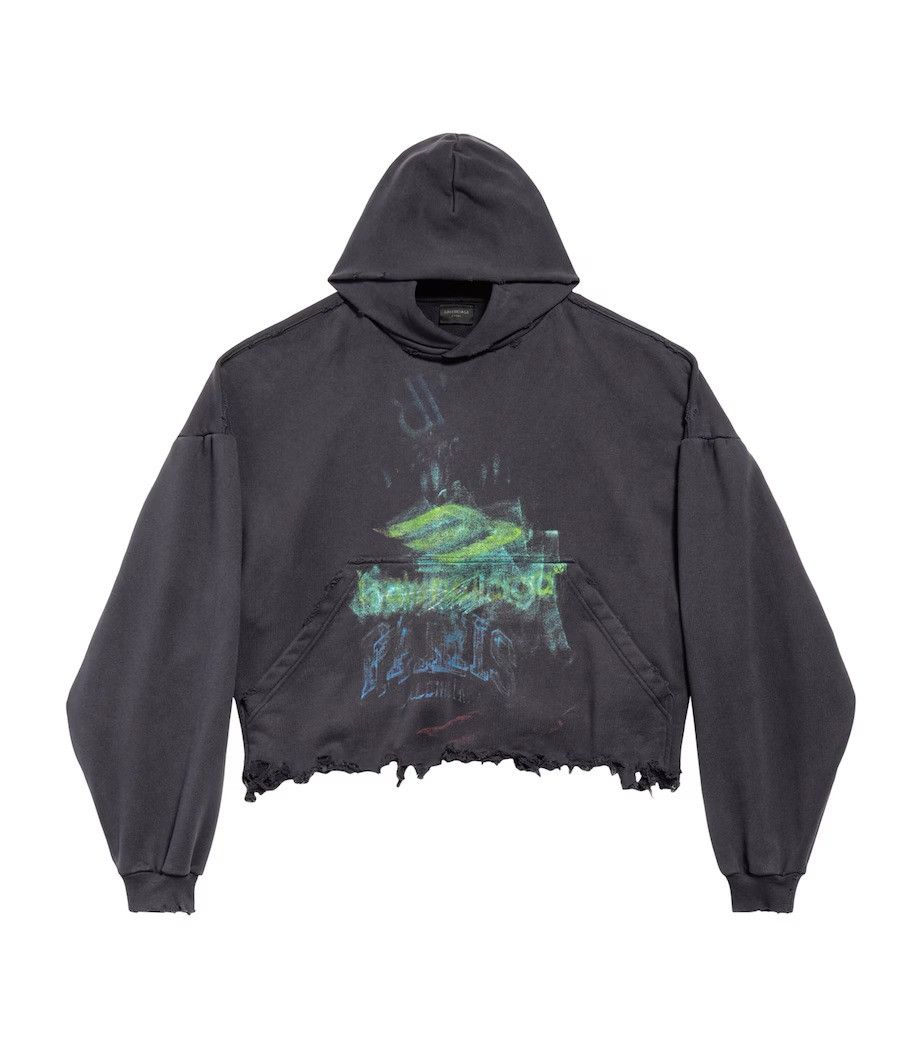 Balenciaga o1w1db10526 555 / DIY Imprint Cropped Hoodie in Black Size US S / EU 44-46 / 1 - 1 Thumbnail
