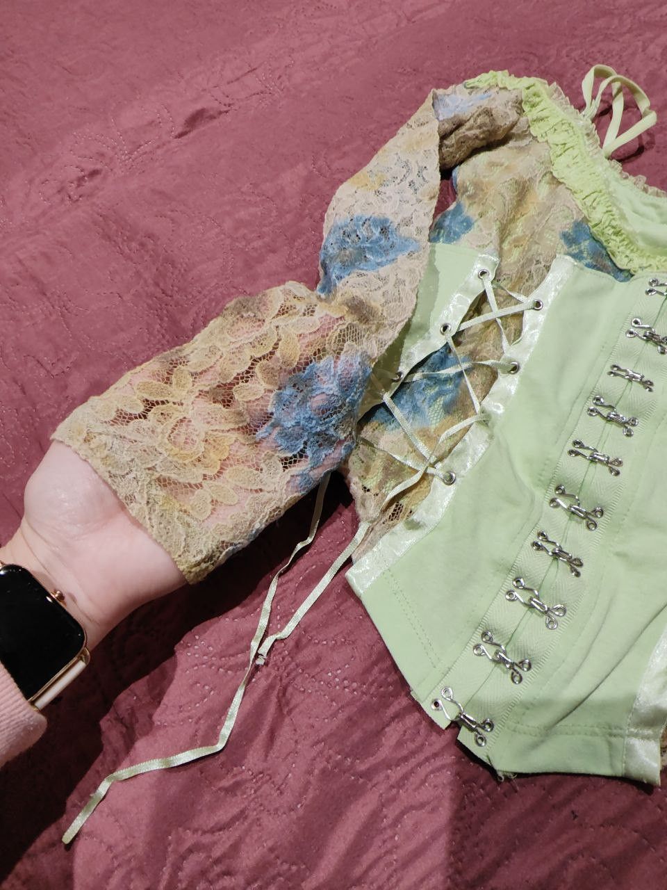 Japanese Brand y2k romance fairycore pastel lace blouse sz XS like corset Size XS / US 0-2 / IT 36-38 - 6 Thumbnail
