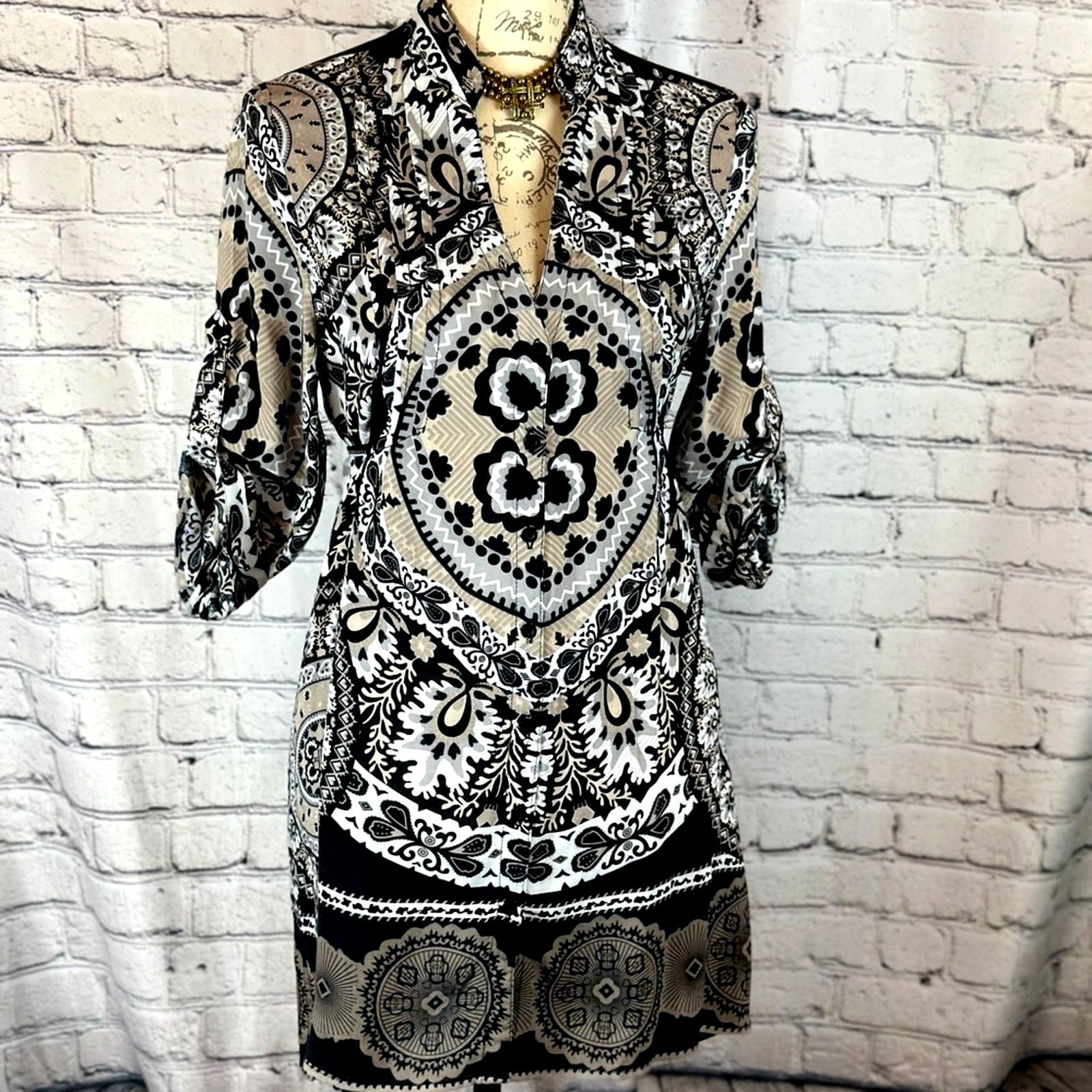 Other Paisley Shirt/Dress Chinese Collar Ties Under Bust Brown L Size L / US 10 / IT 46 - 2 Thumbnail