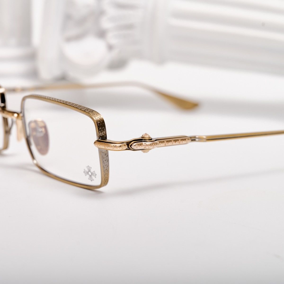CHROME HEARTS BUCKLE RIDER ANTIQUE GOLD GLASSES