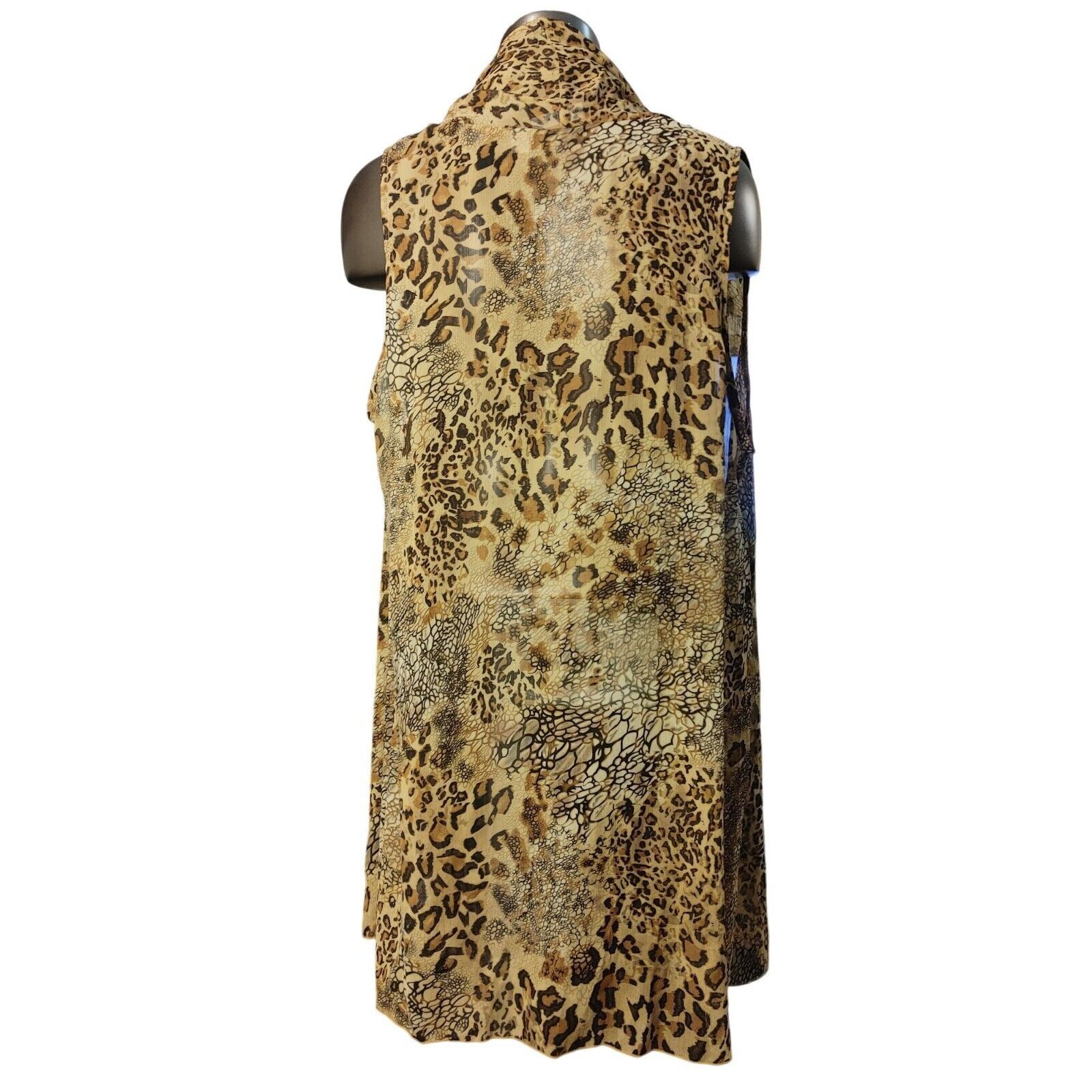 Other Susan Graver Women's Brown Cheetah Print Sheer Sleeveless Wr Size XL / US 12-14 / IT 48-50 - 4 Thumbnail