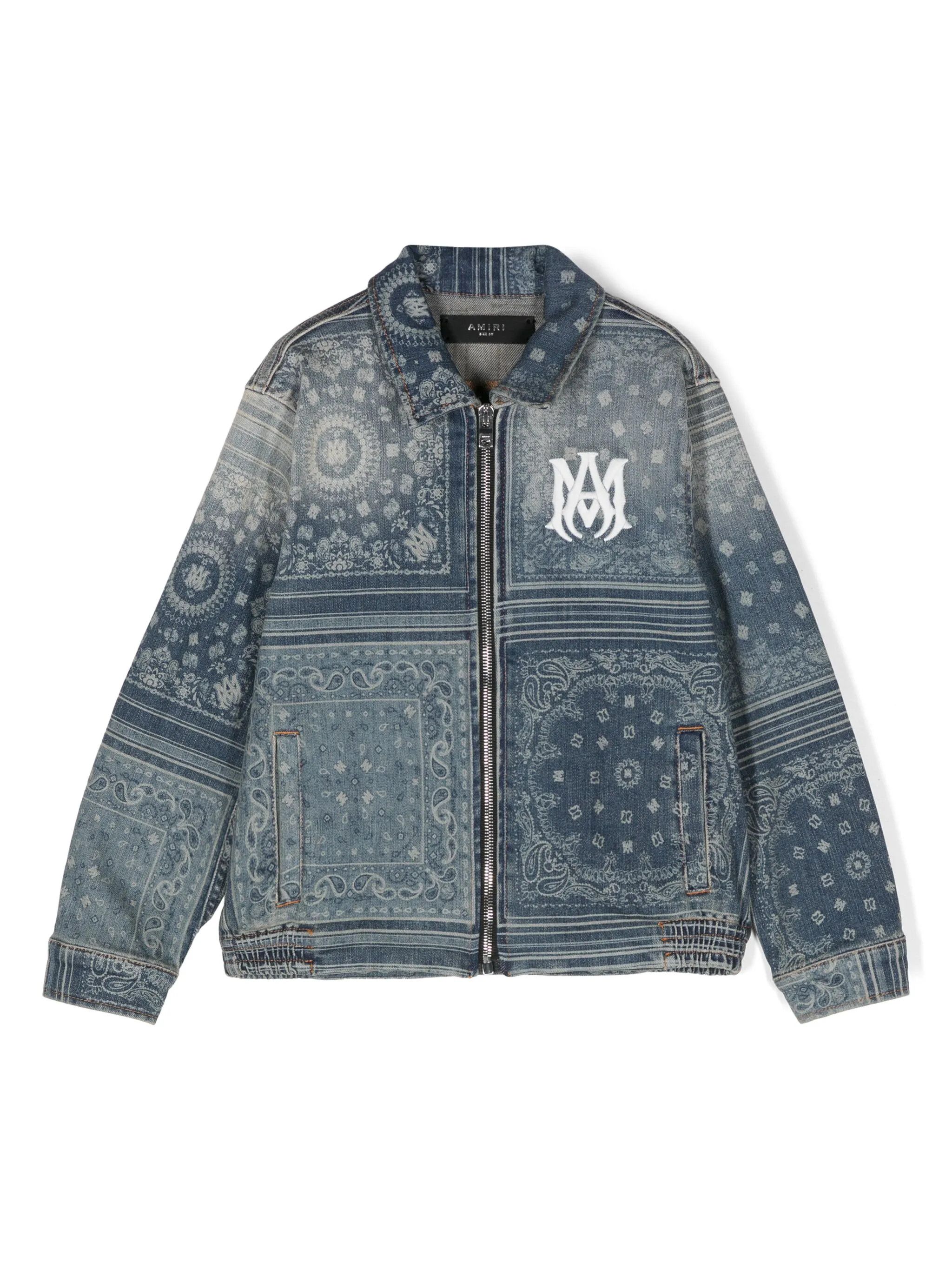 Amiri o1orln1025 KIDS Bandana Zip Jacket in Blue Size US XXS / EU 40 - 1 Thumbnail