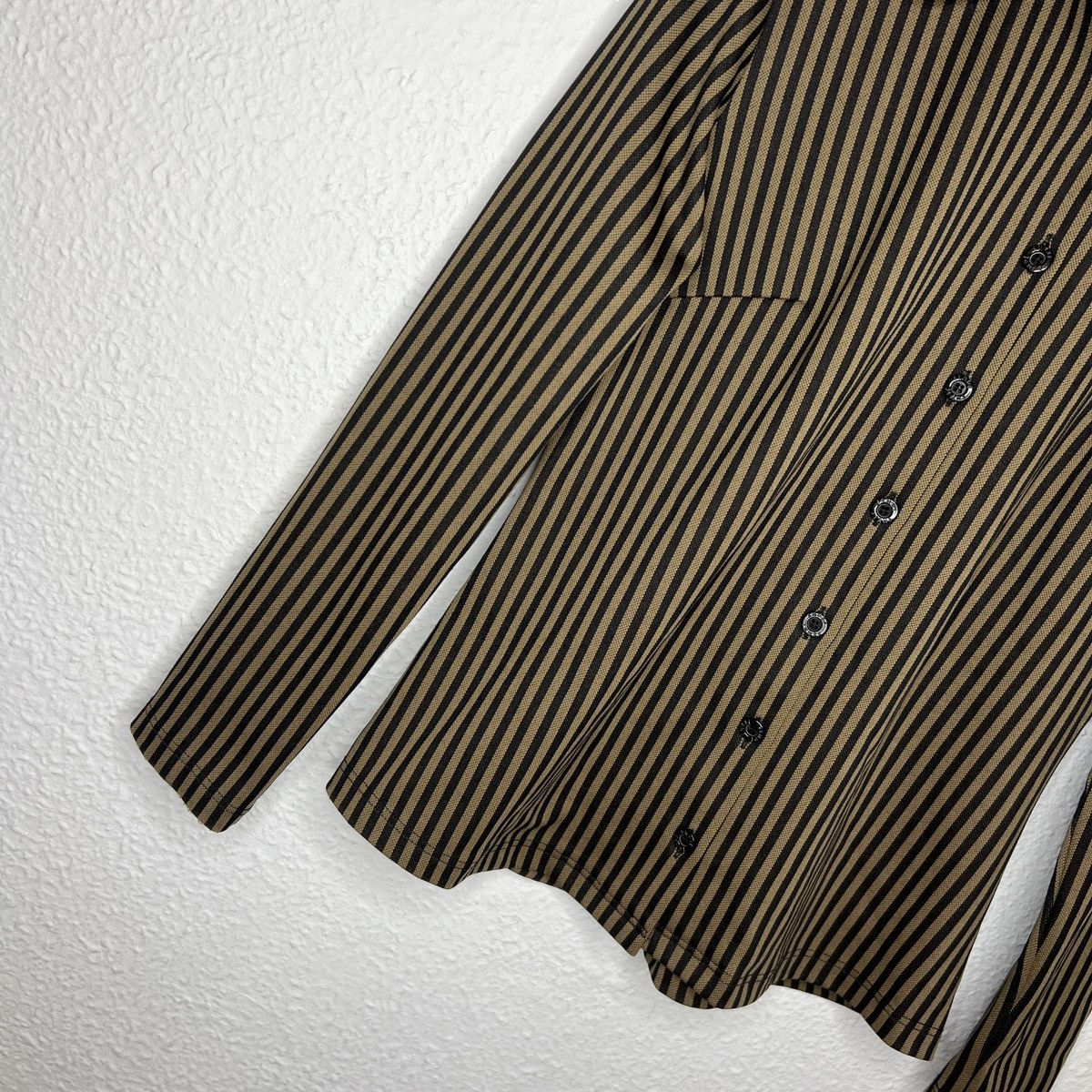 Fendi Fendi Monogram Zucca Striped Shirt Button Up Brown Black Size M / US 6-8 / IT 42-44 - 2 Thumbnail