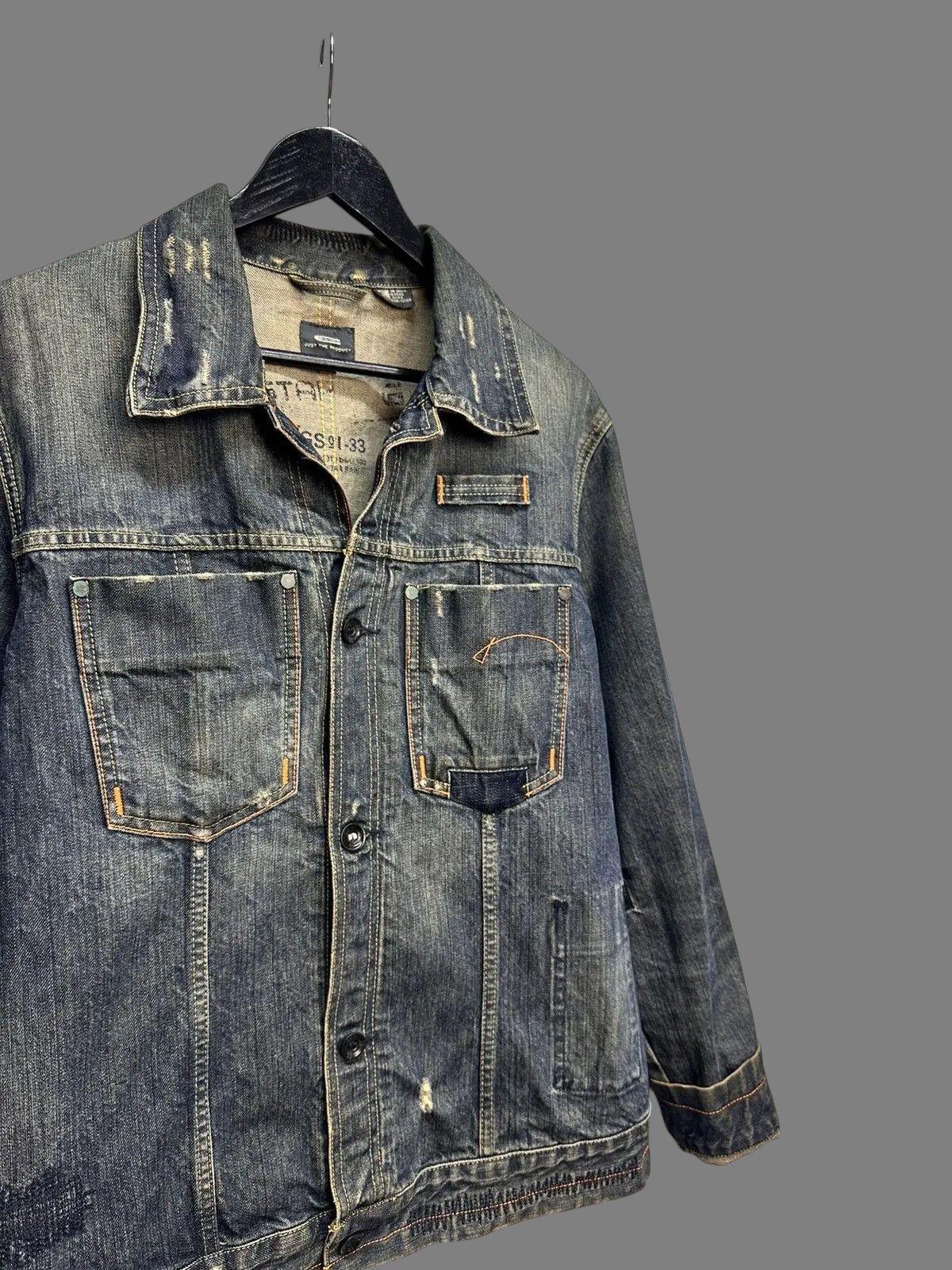 Diesel G-Star Raw Denim Jacket Distressed Workwear 2000s Size US L / EU 52-54 / 3 - 5 Thumbnail