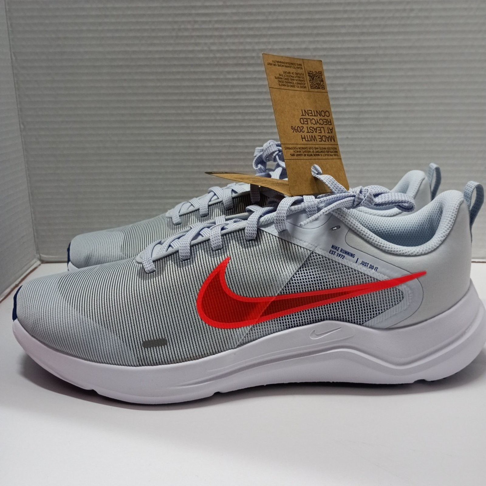 Nike Nike Downshifter 12 Men Running Shoes Light Grey Red Size 13 Size US 13 / EU 46 - 3 Thumbnail