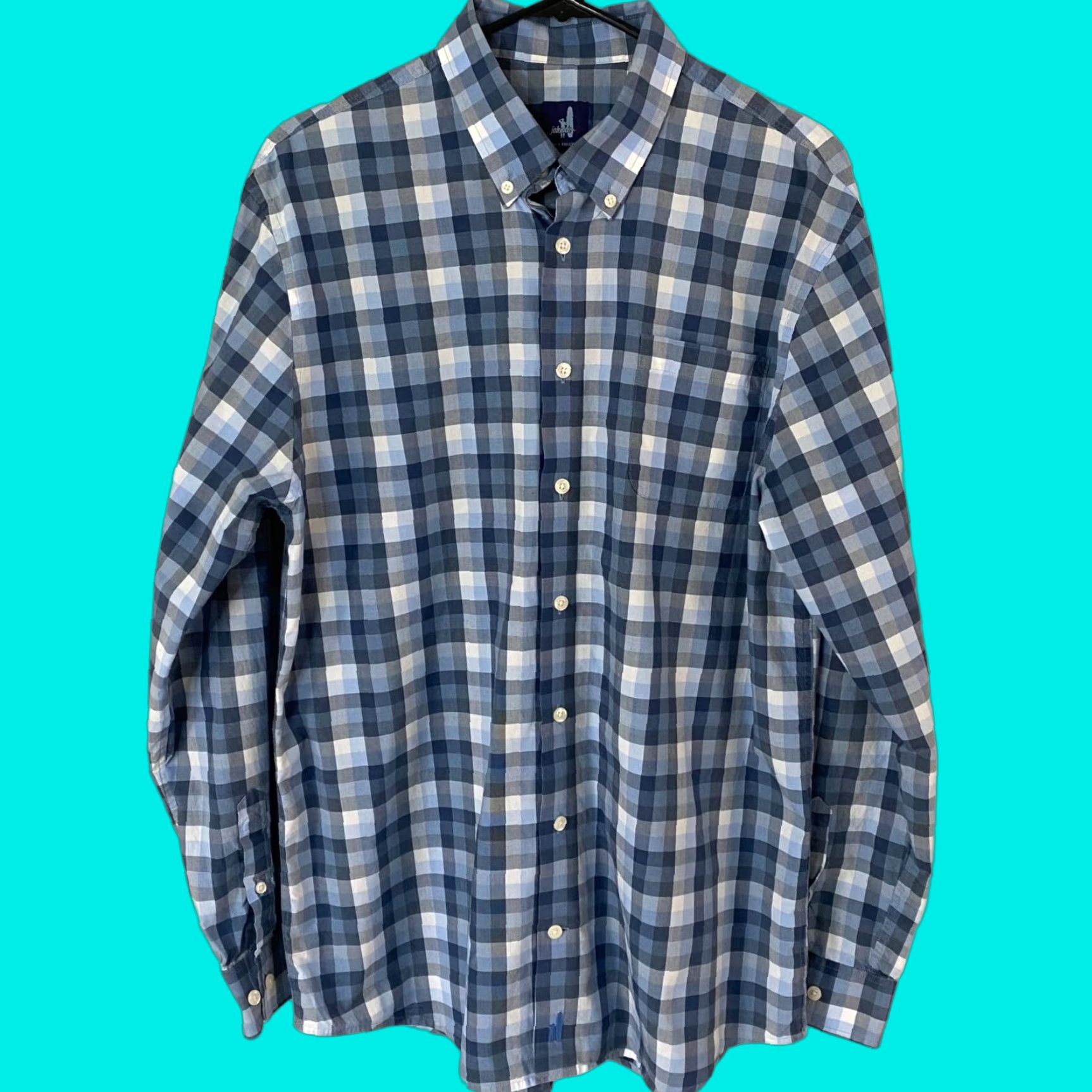 johnnie-O Johnnie-O Hangin' Out Button-Down Shirt Mens Large Blue Check Cotton Long Sleeve Size US L / EU 52-54 / 3 - 1 Thumbnail