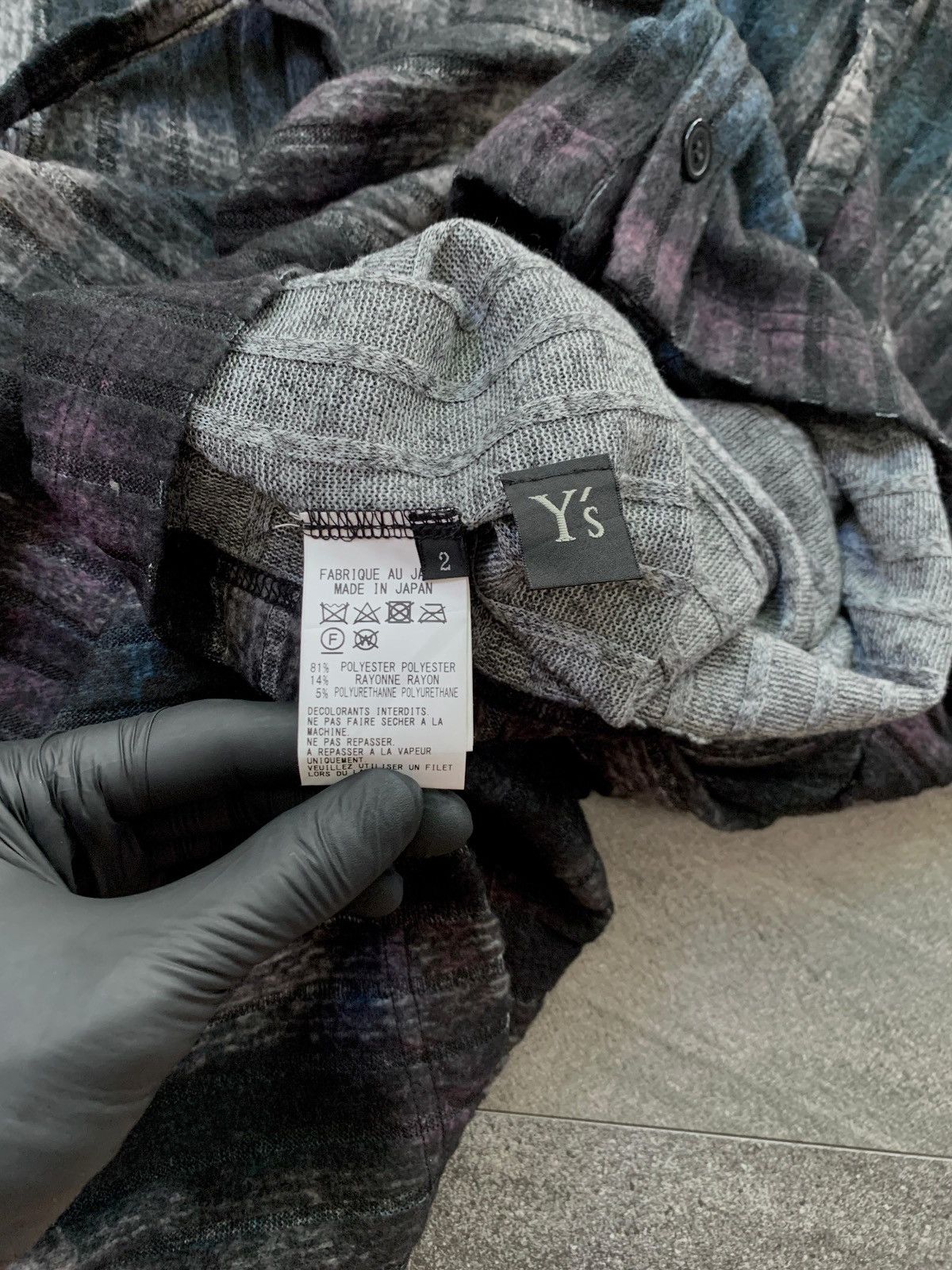 Yohji Yamamoto FREE TAX! Y's Shadow Plaid Knitted Laces Shirt Size US M / EU 48-50 / 2 - 5 Thumbnail