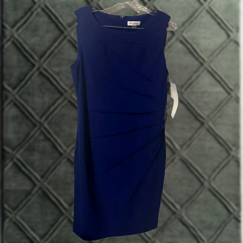 Calvin Klein Calvin Klein Sheath Dress Women Size 12 Royal Blue Polyester Blend Stretch New NWT